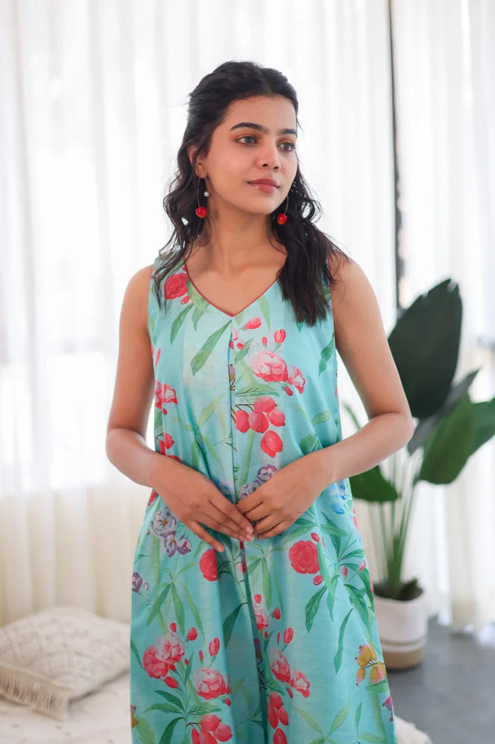 Meadow Breeze Chanderi Silk Dress - Hello June
