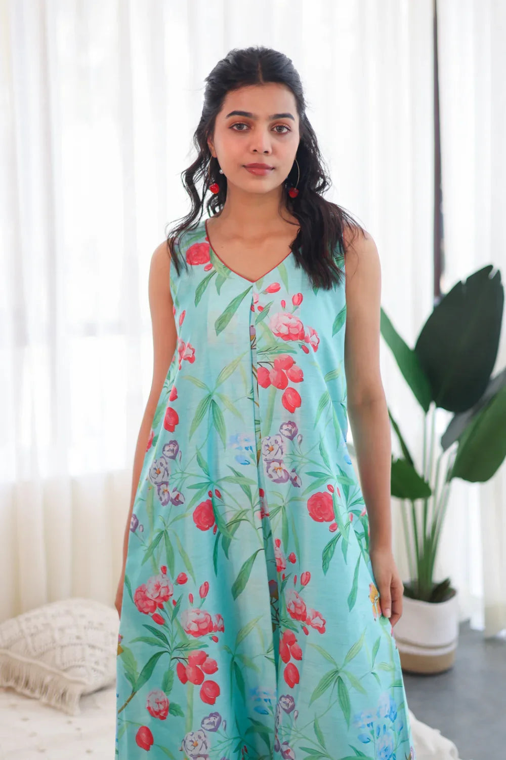 Meadow Breeze Chanderi Silk Dress - Hello June