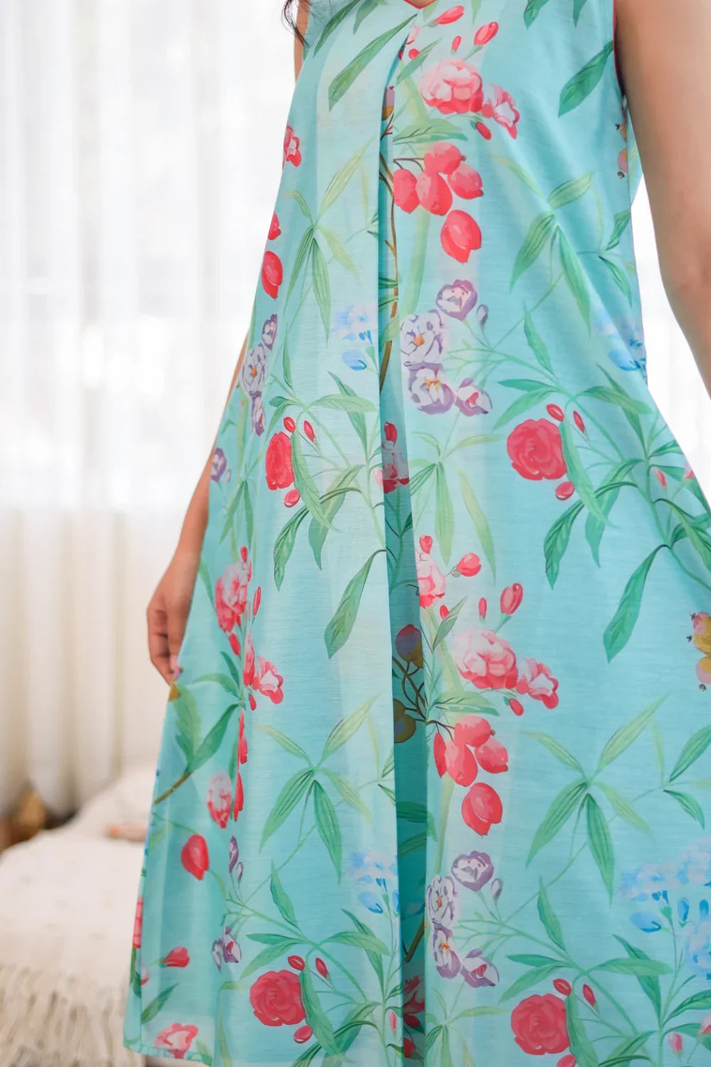 Meadow Breeze Chanderi Silk Dress - Hello June