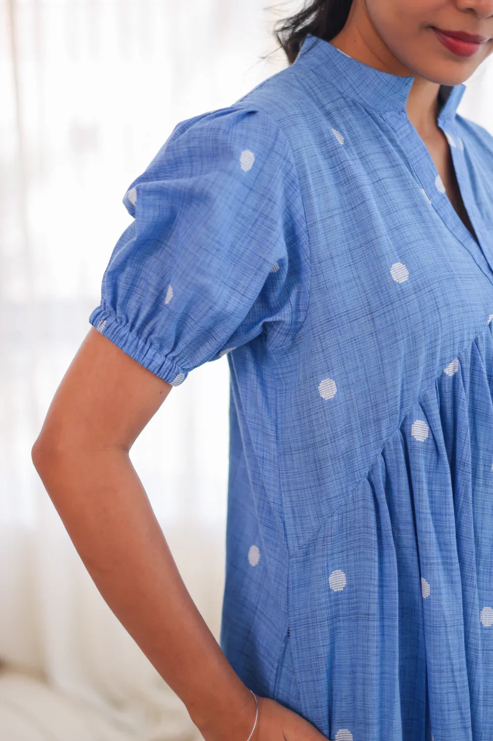 Blue Polka Dot Cotton Dress - Label Xari