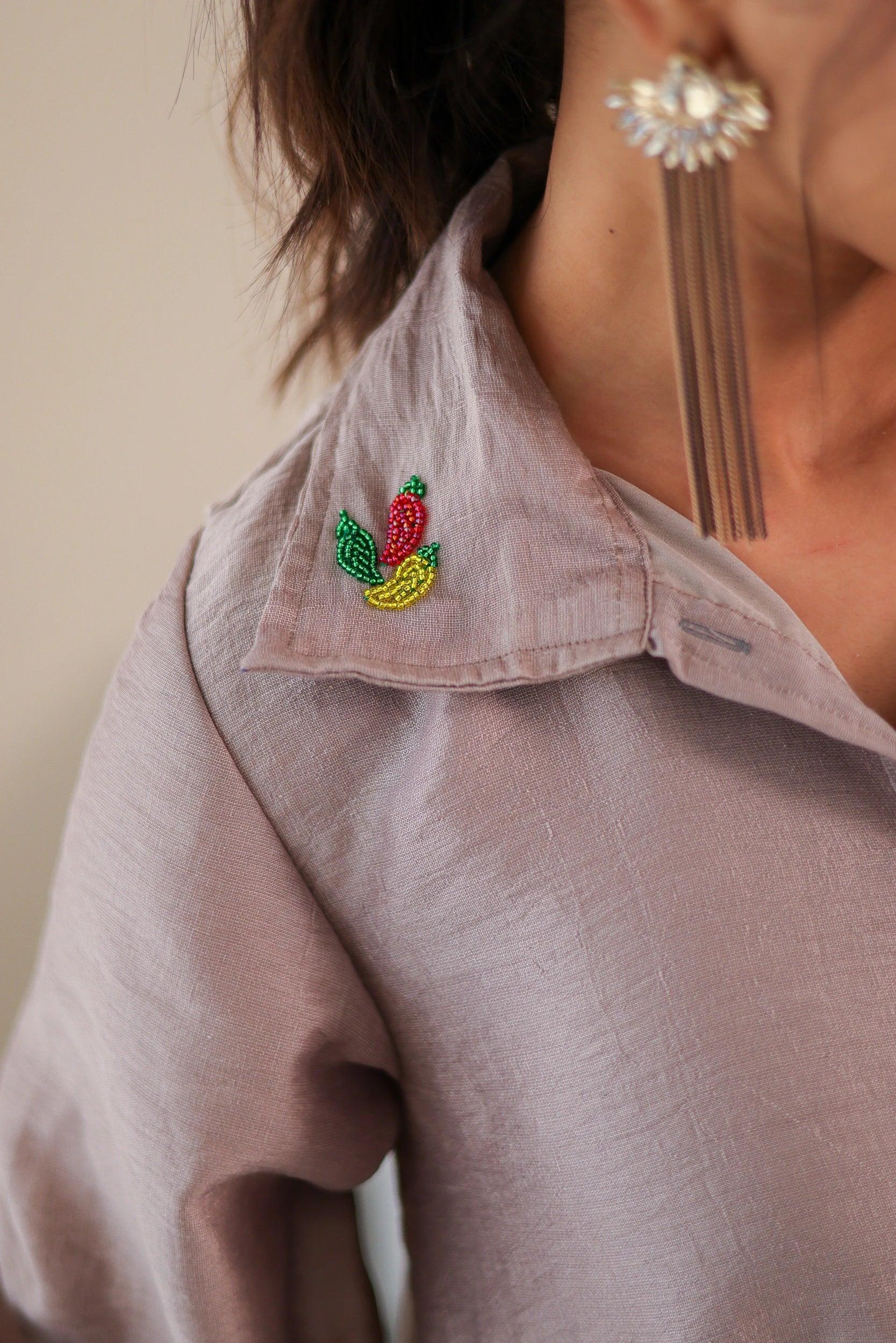 Grey Embroidered Chanderi Silk - Shirt Dress - Hello June