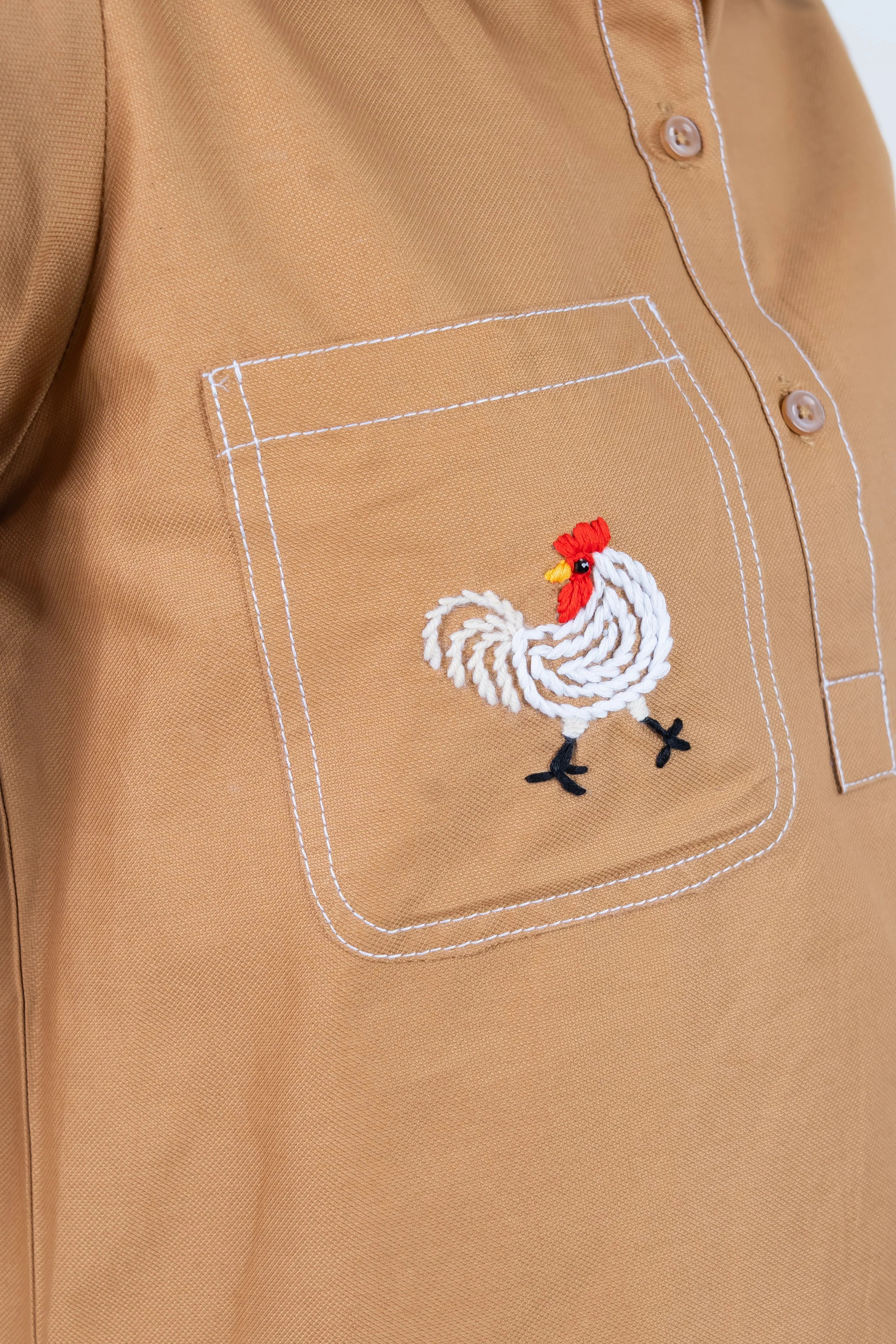 Spiced Honey Co-Ord with Hen Embroidery