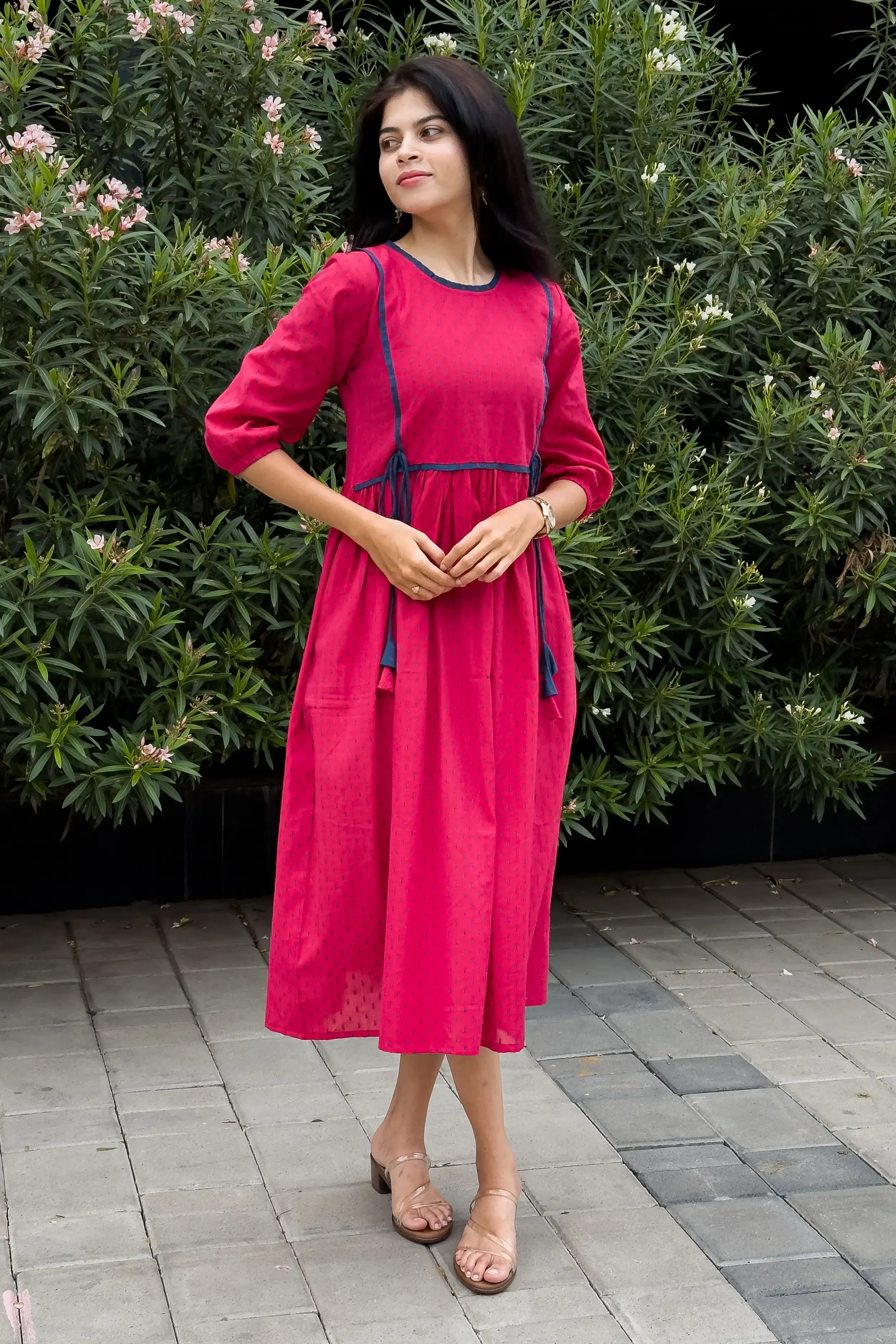 Pink Handloom Cotton Dress - Hello June
