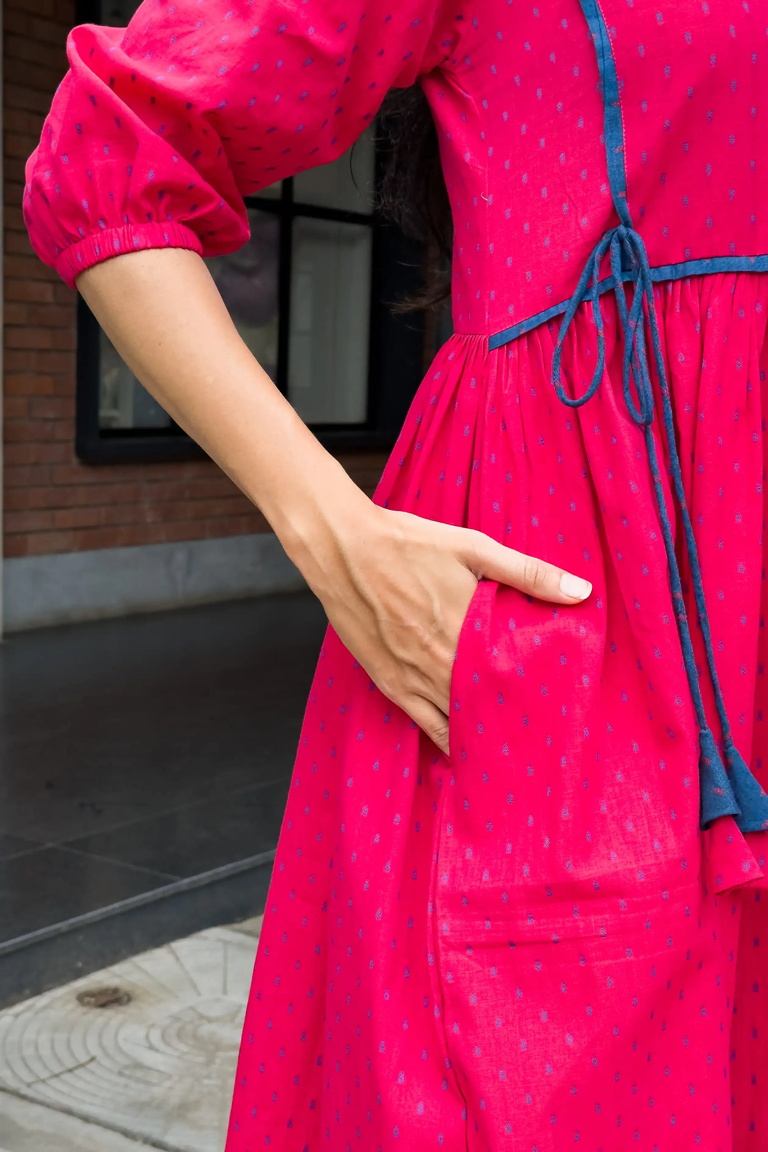 Pink Handloom Cotton Dress - Hello June