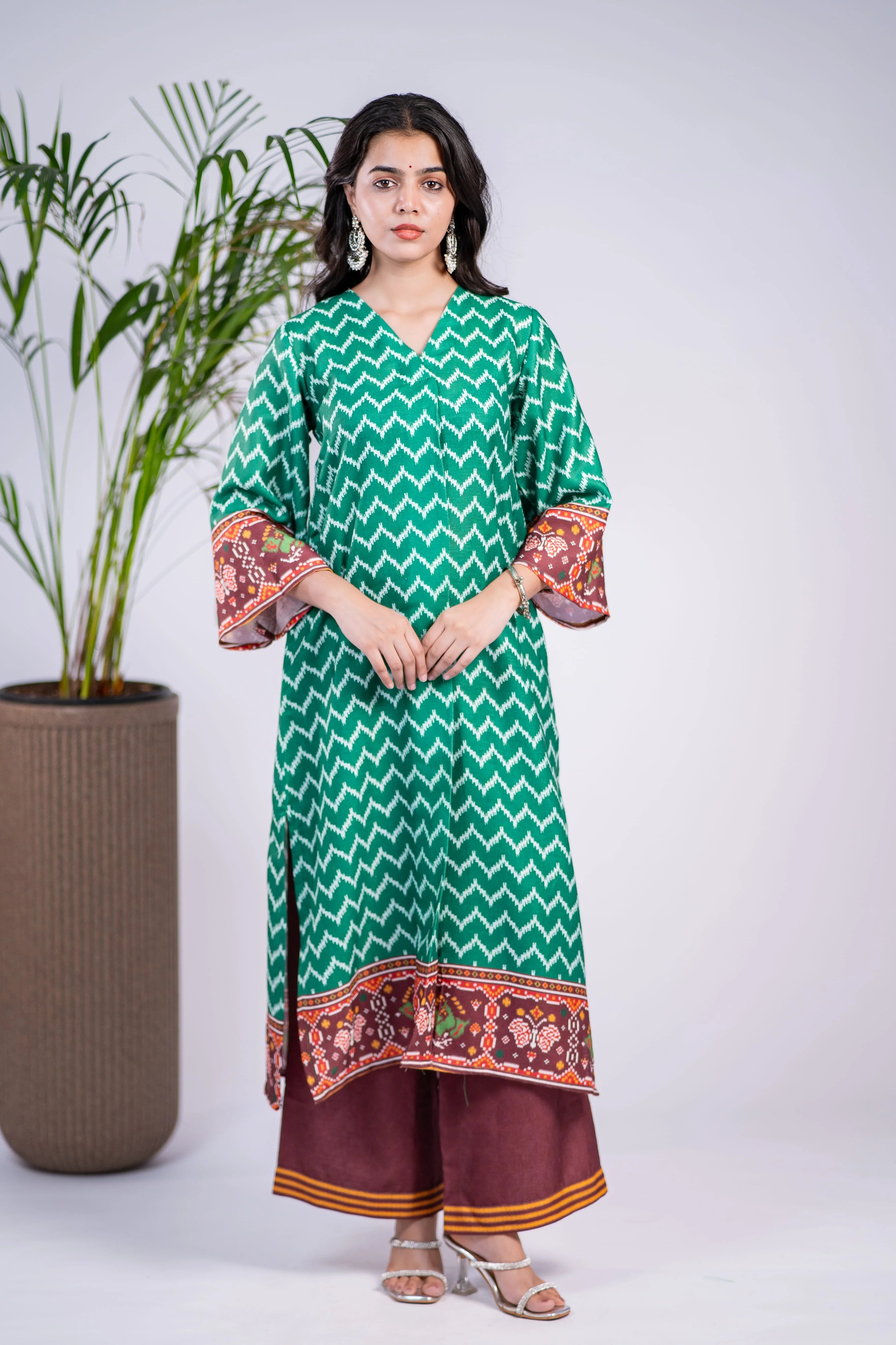 Emerald Ikkat Linen Kurta Set