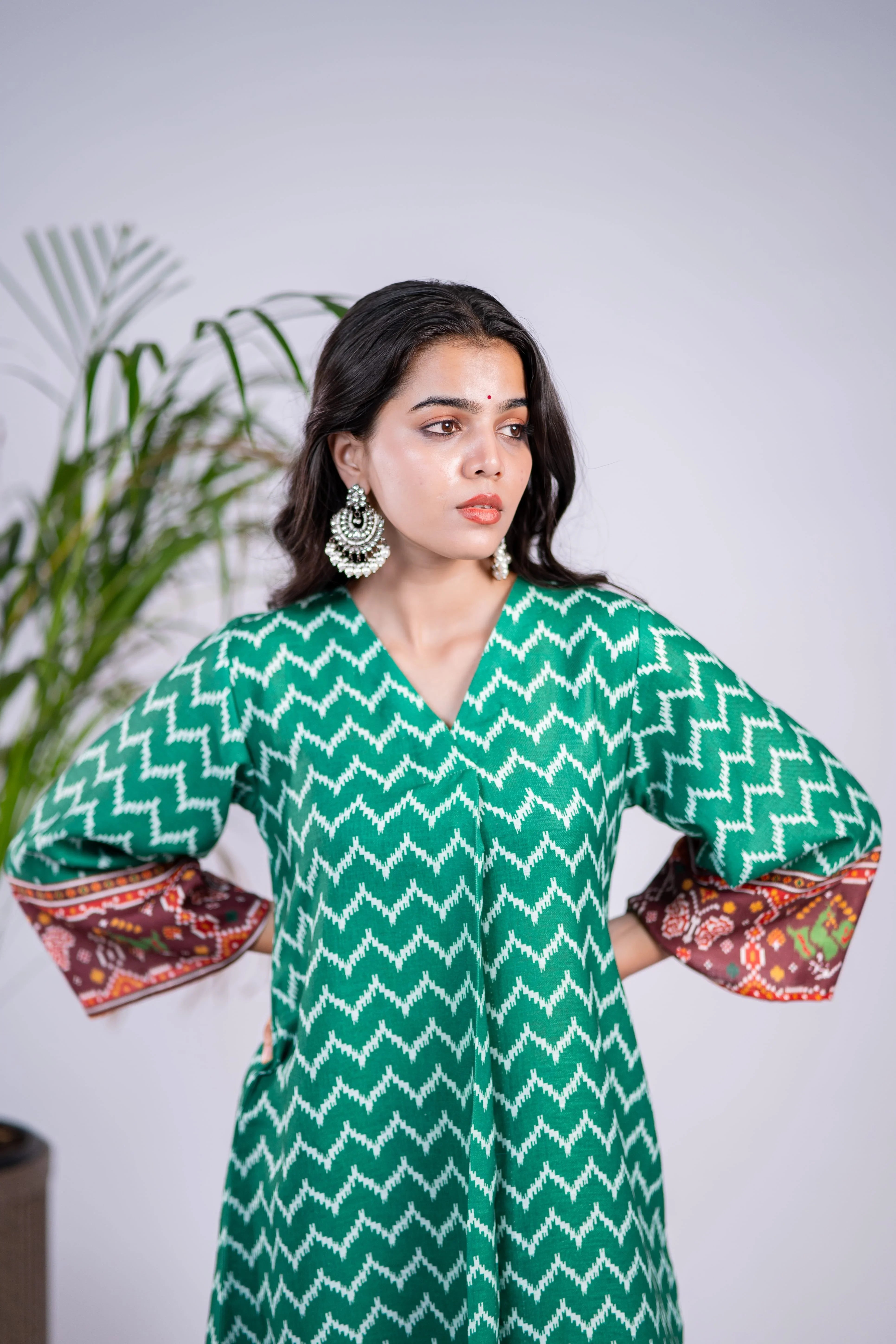 Emerald Ikkat Linen Kurta Set