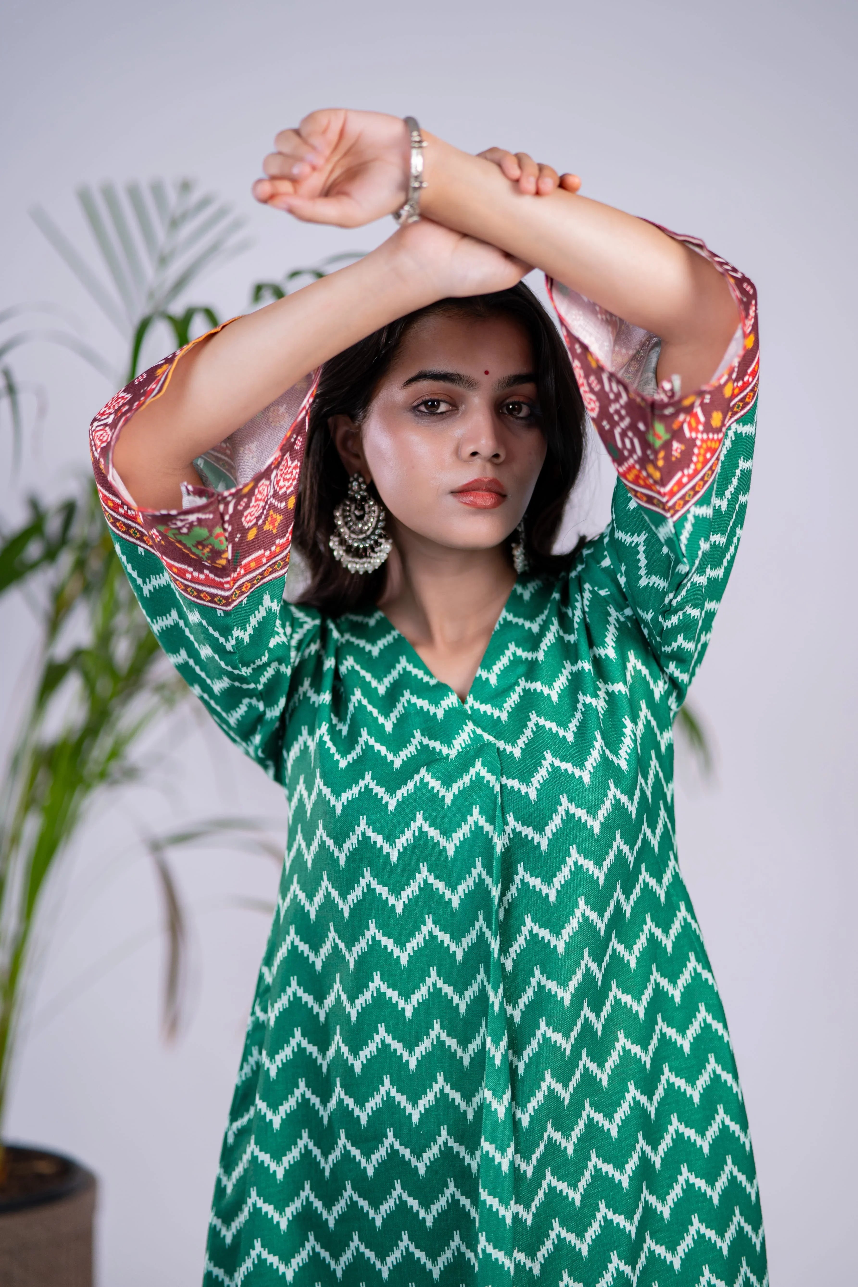 Emerald Ikkat Linen Kurta Set
