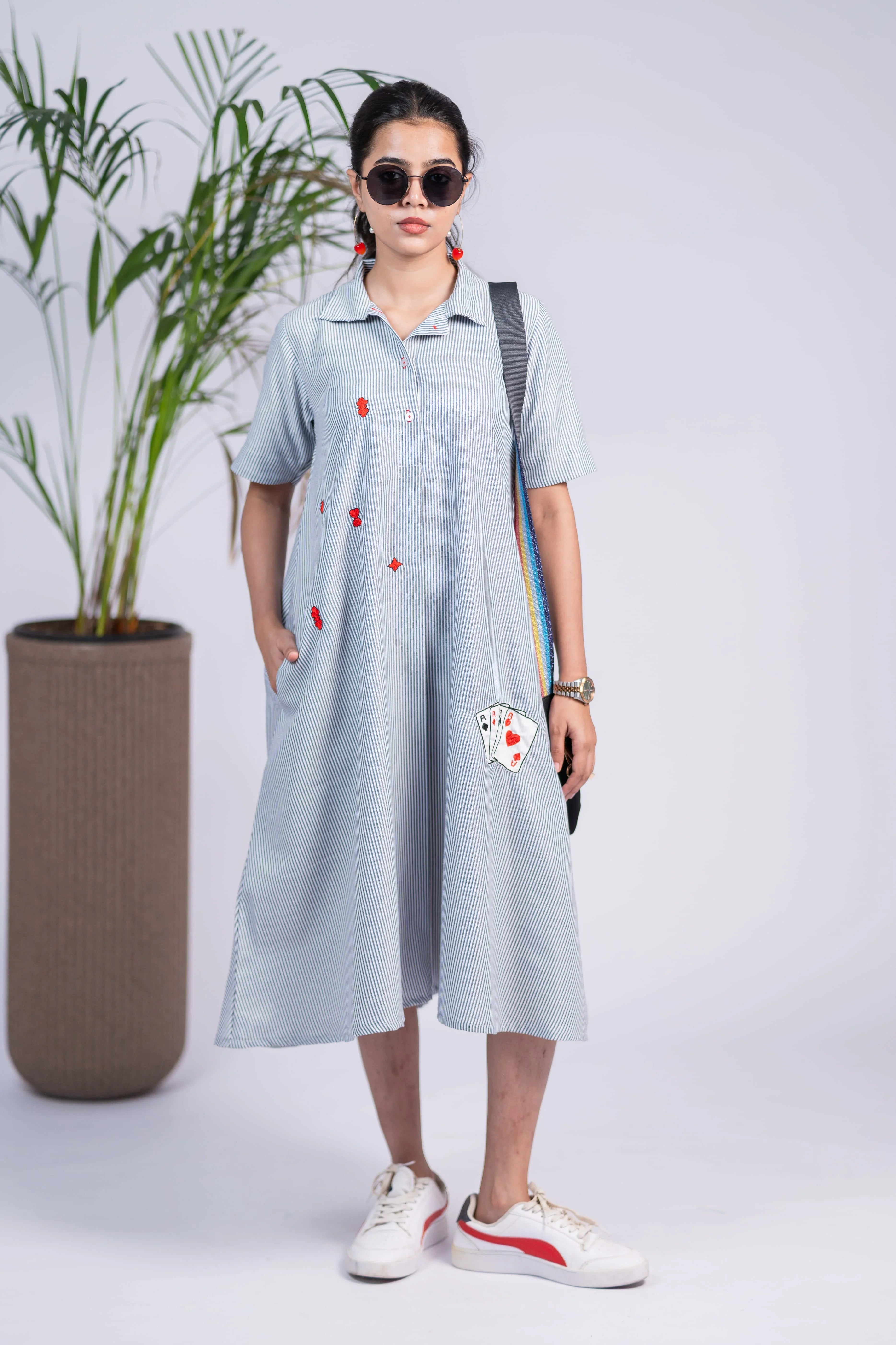Ace of Hearts - Embroidered Cotton Dress