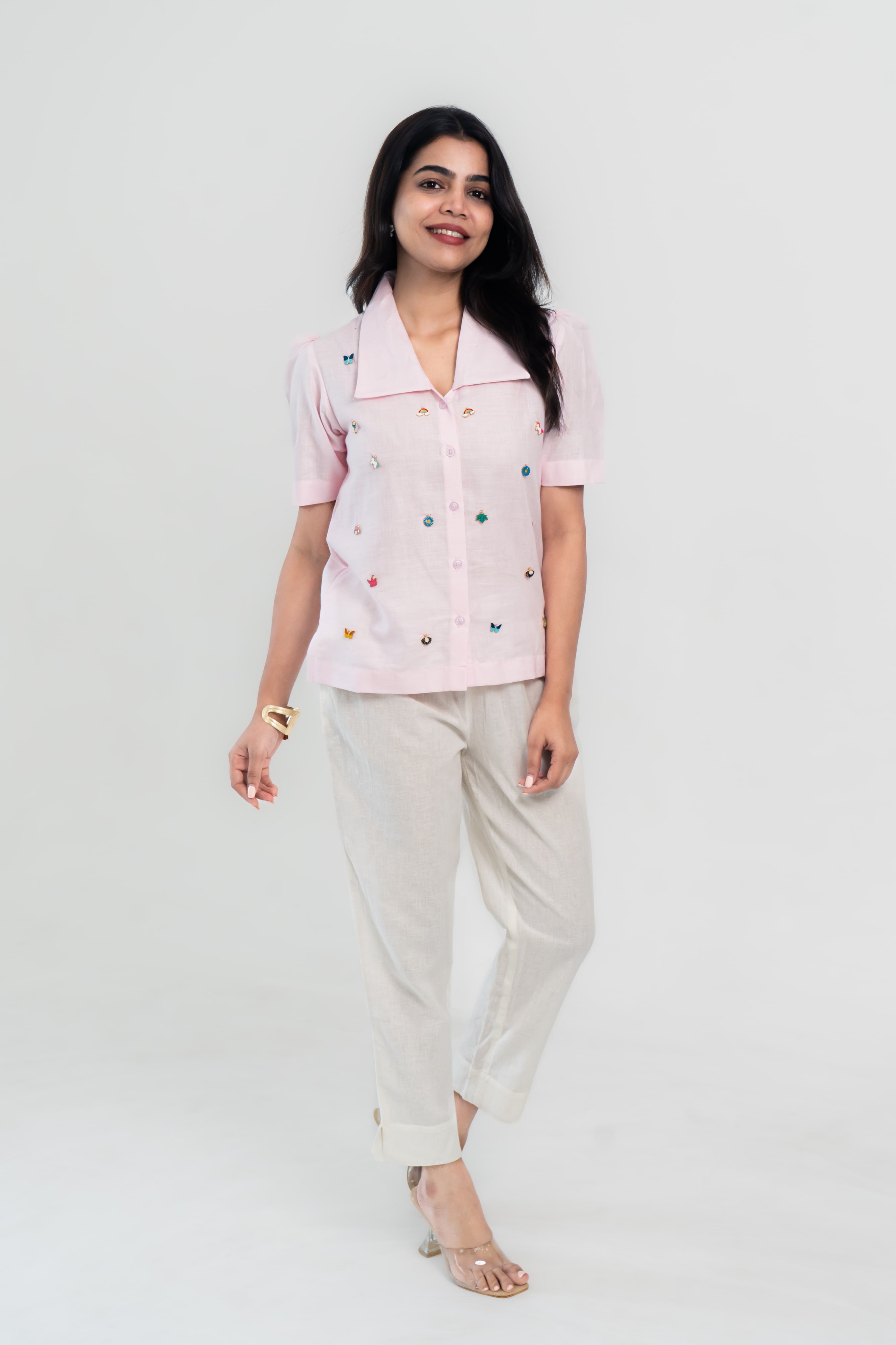 Embroidered Charm Shirt - Pink