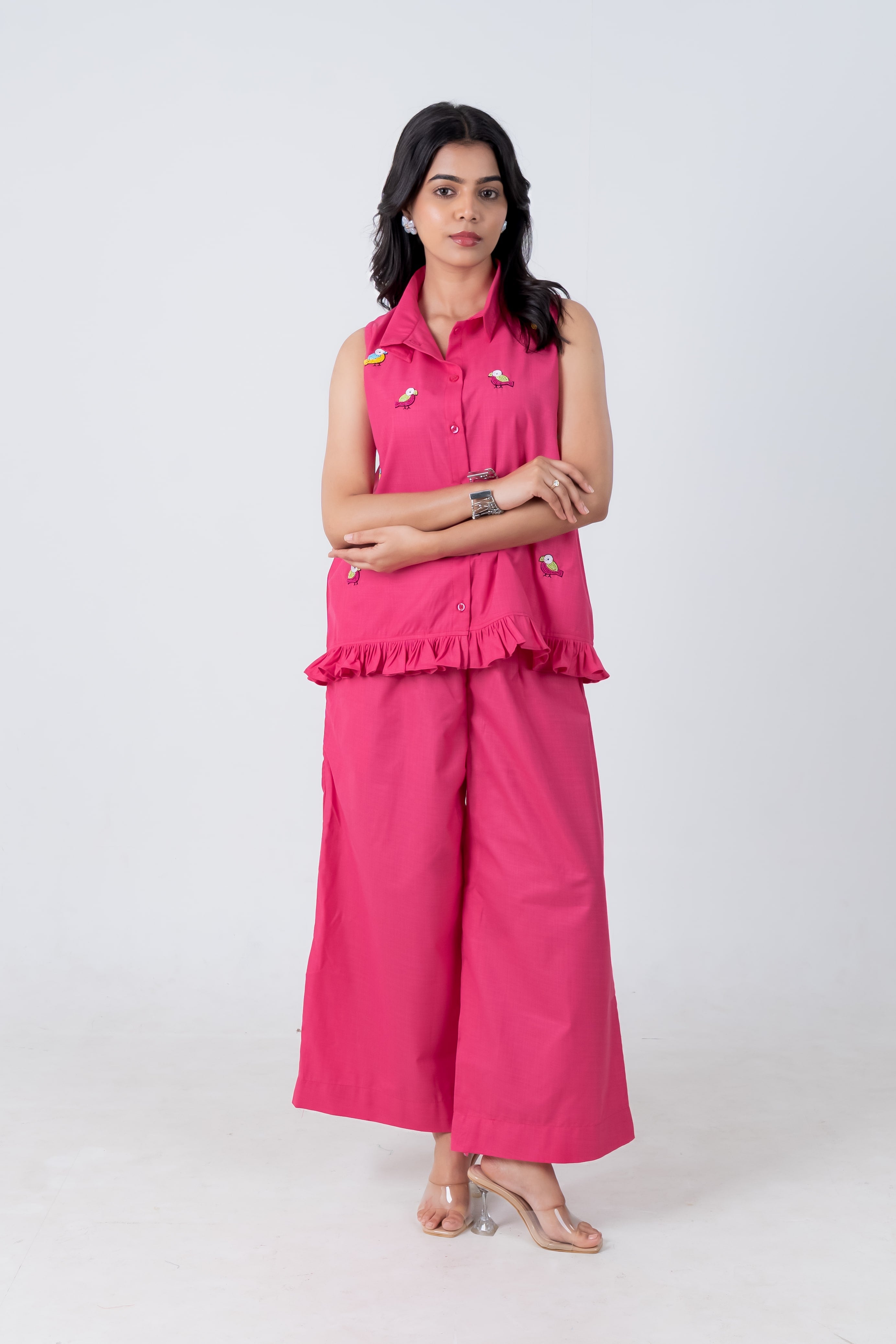 Berry Blast Co-Ord with Bird Embroidery