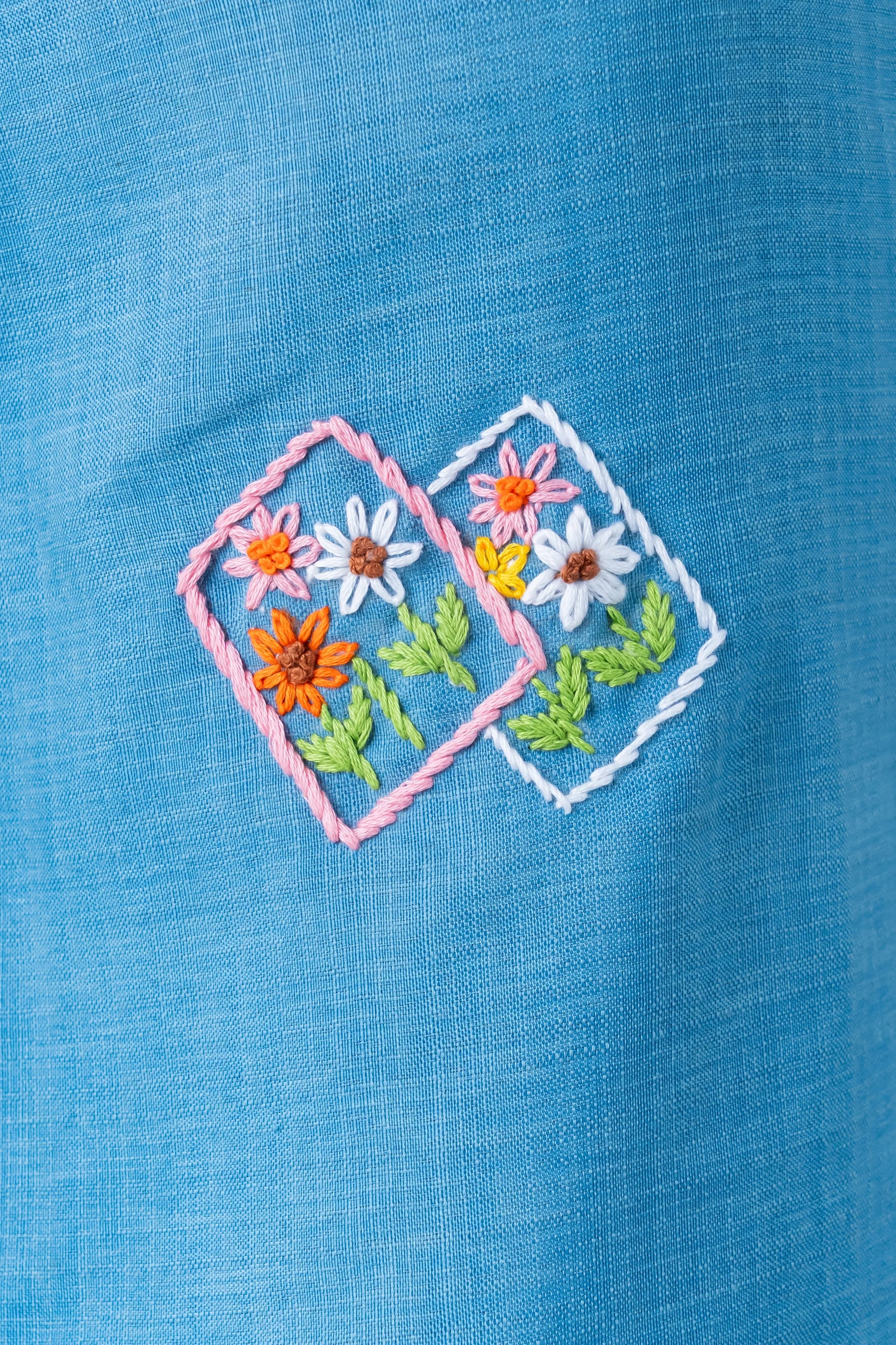 Denim Blue Co-Ord with Thread Embroidery