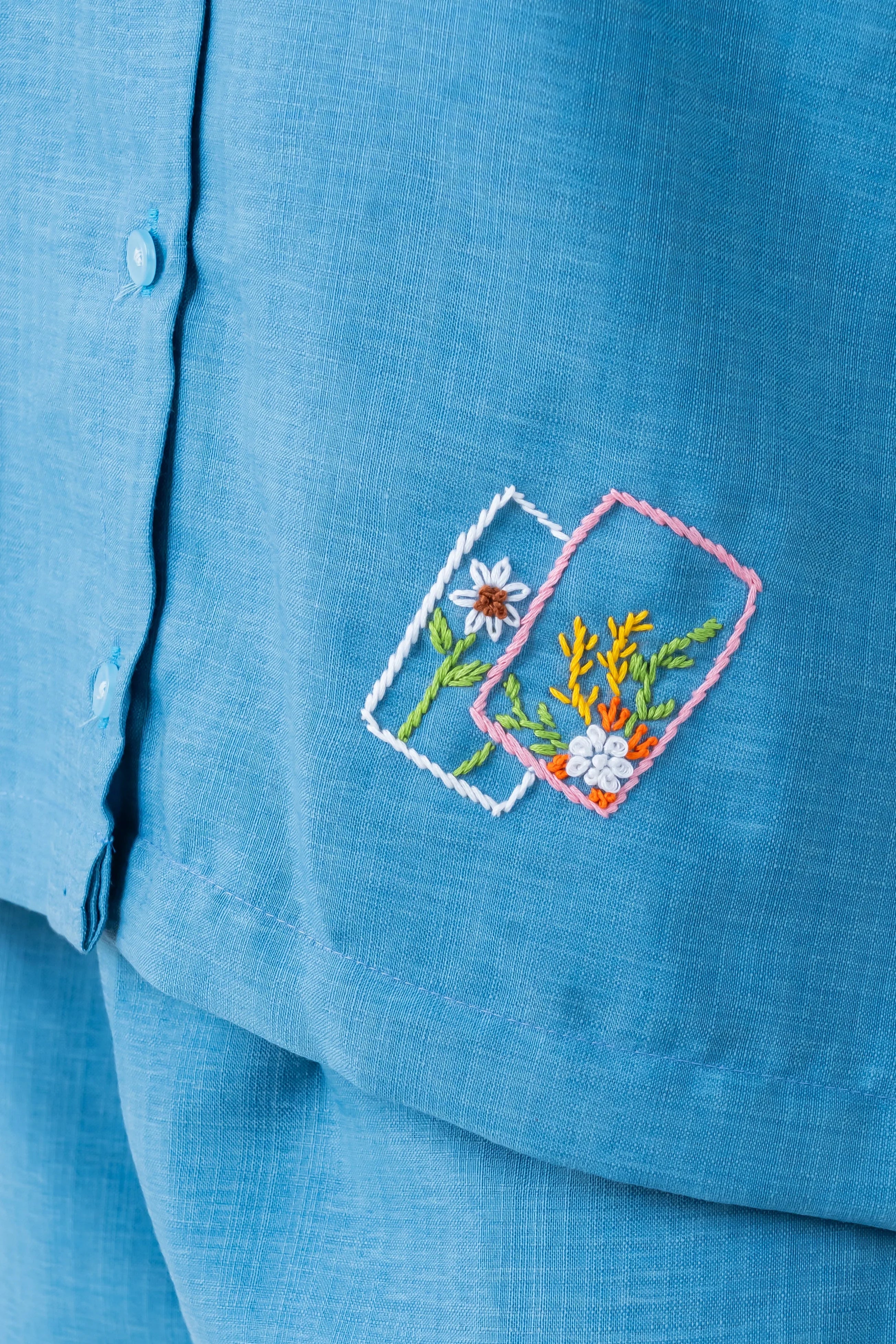 Denim Blue Co-Ord with Thread Embroidery