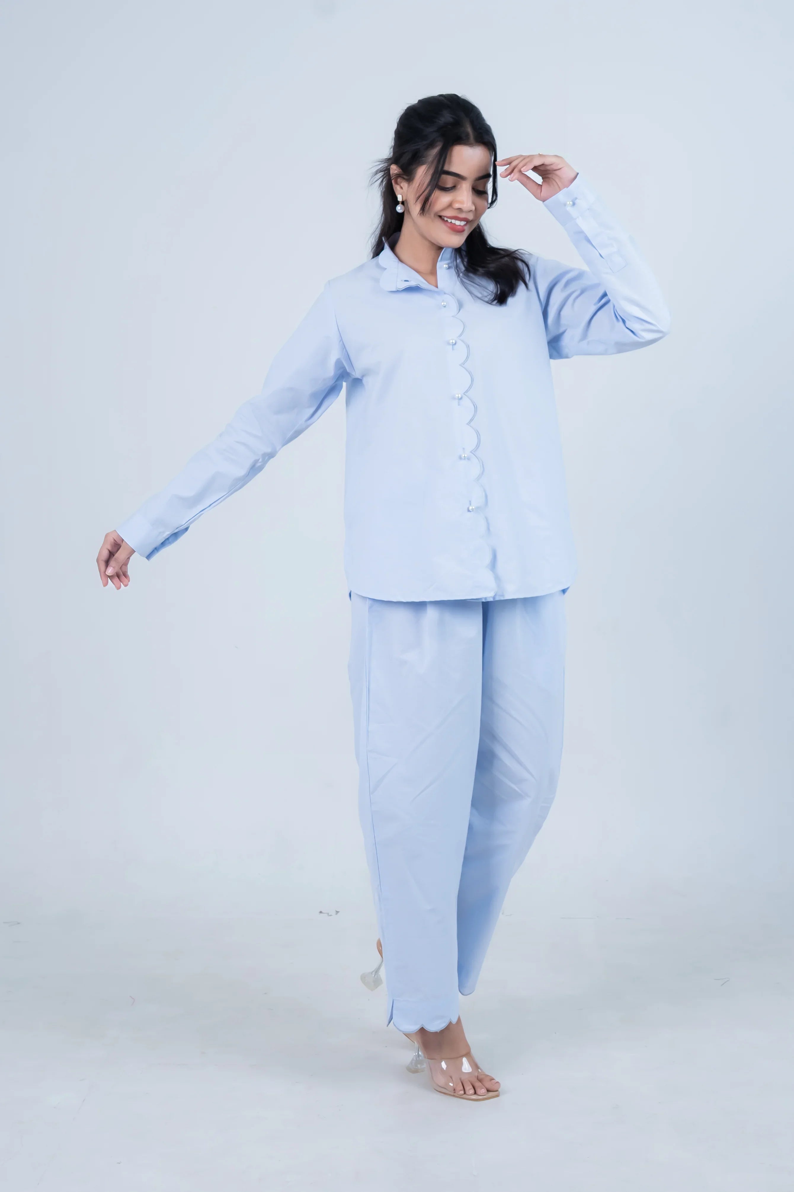 Aura Blue Scallop Co-Ord