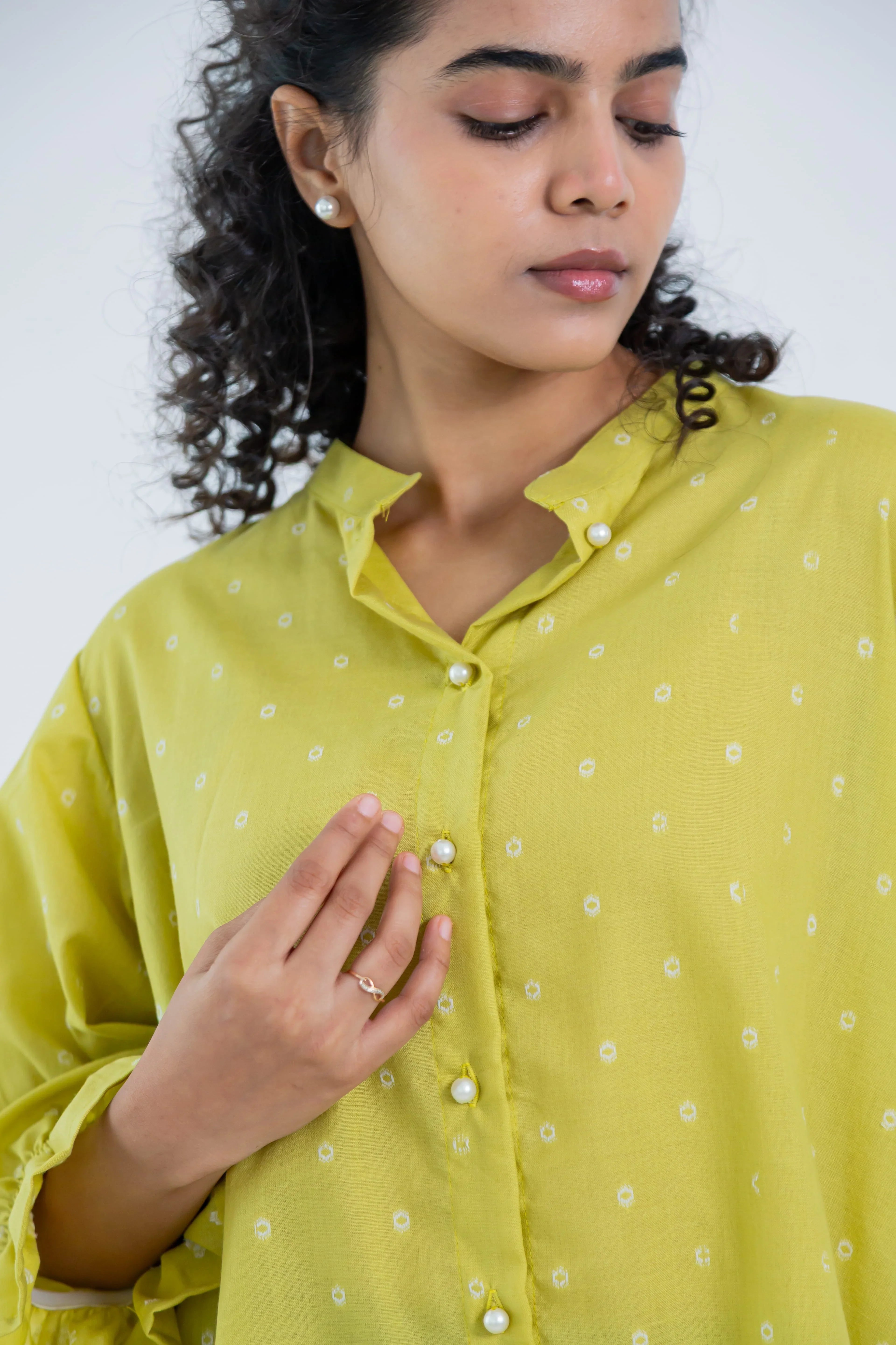 Green Soft Tussar Shirt - Hello June