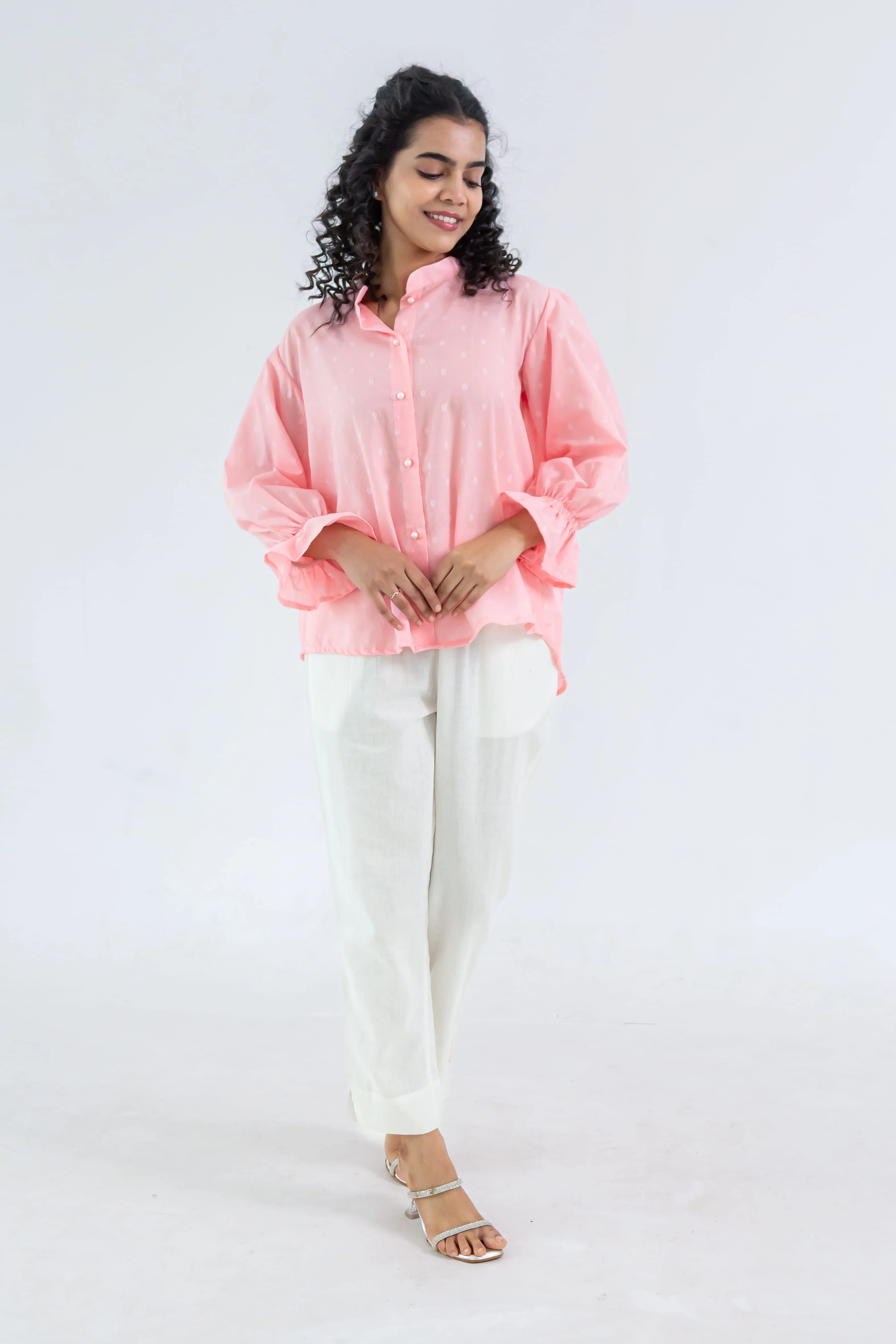 Pink Soft Tussar Shirt - Hello June