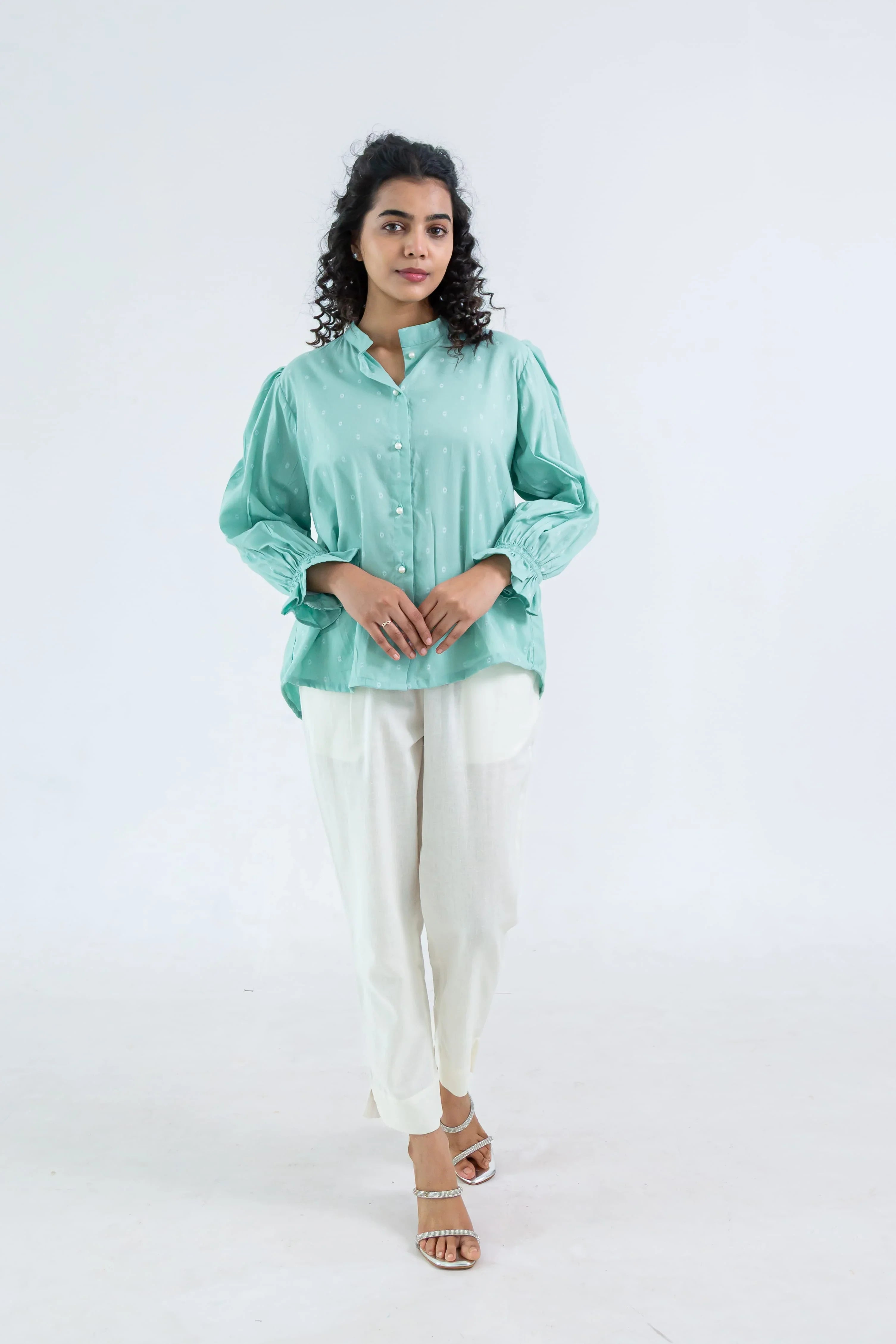 Turquoise Soft Tussar Shirt - Hello June