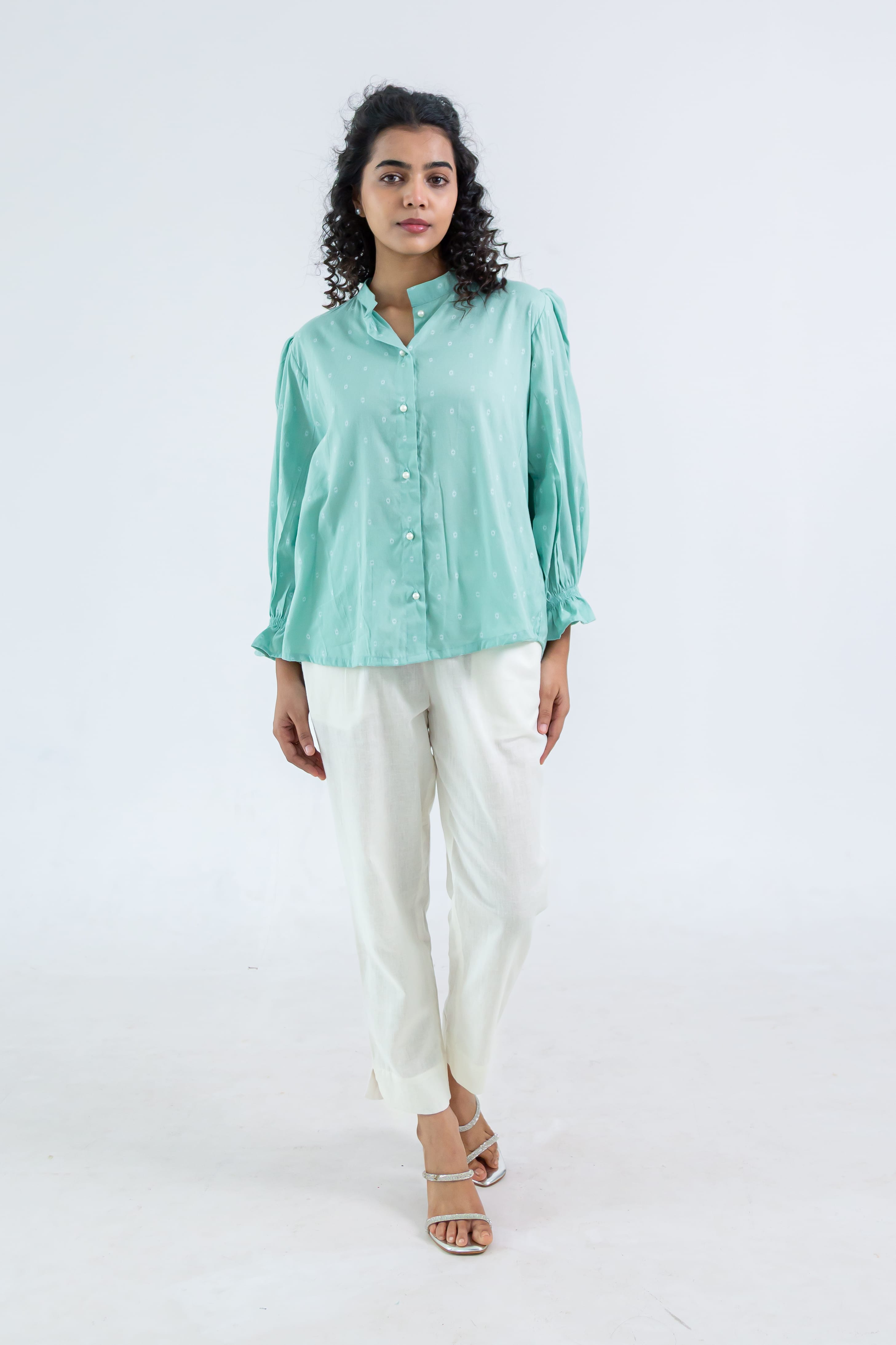 Turquoise Soft Tussar Shirt