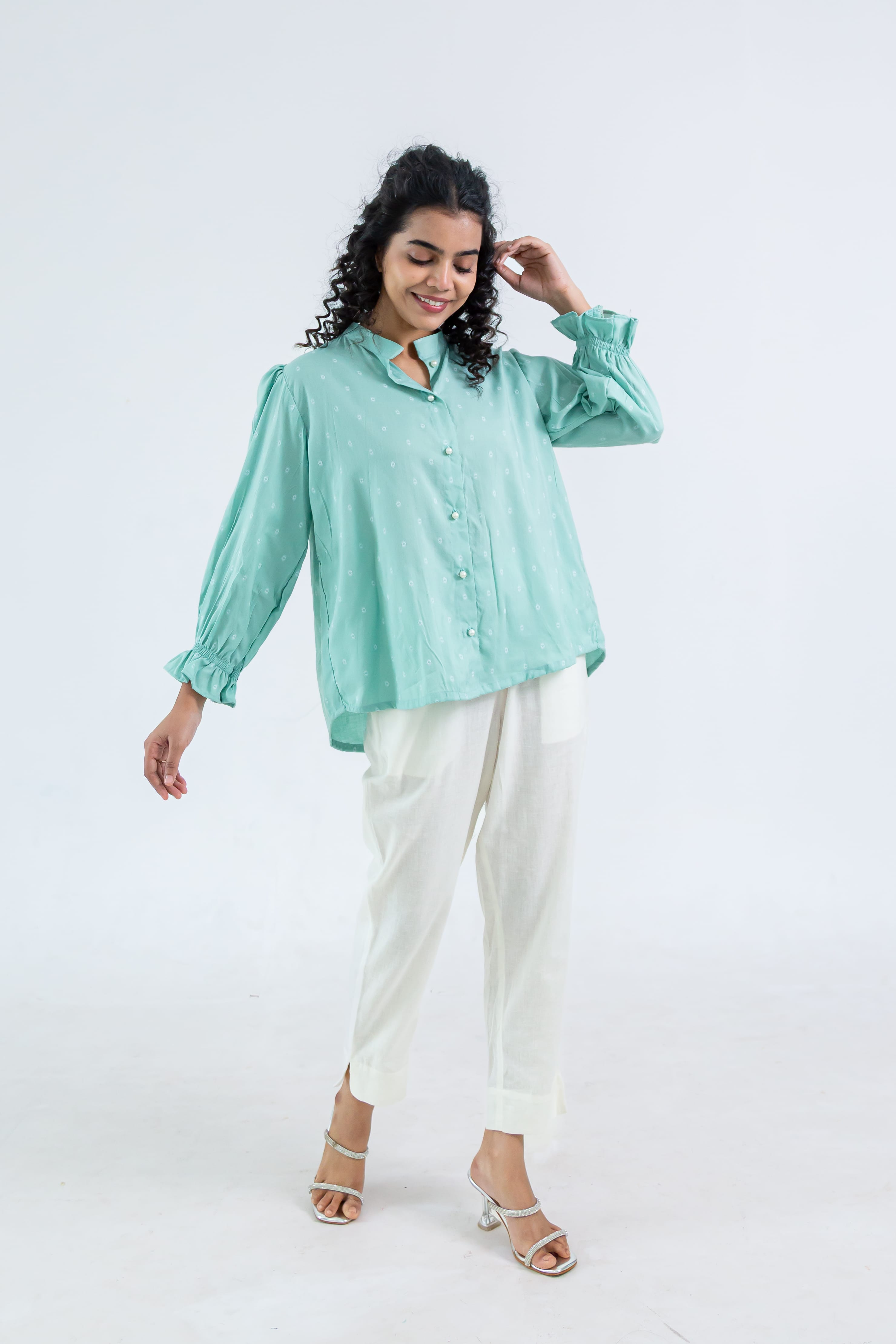 Turquoise Soft Tussar Shirt