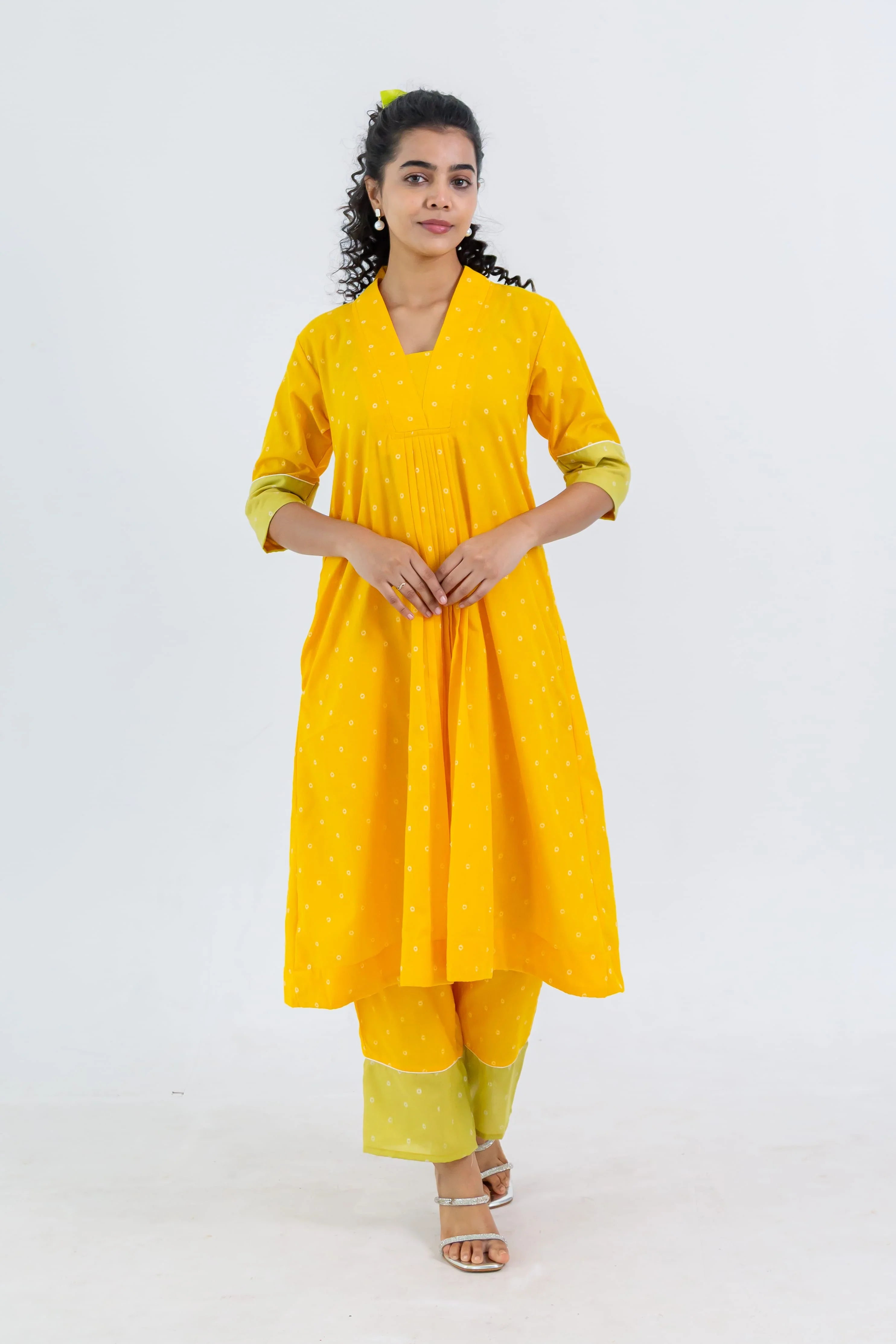 Yellow Soft Tussar Kurta Set - Hello June