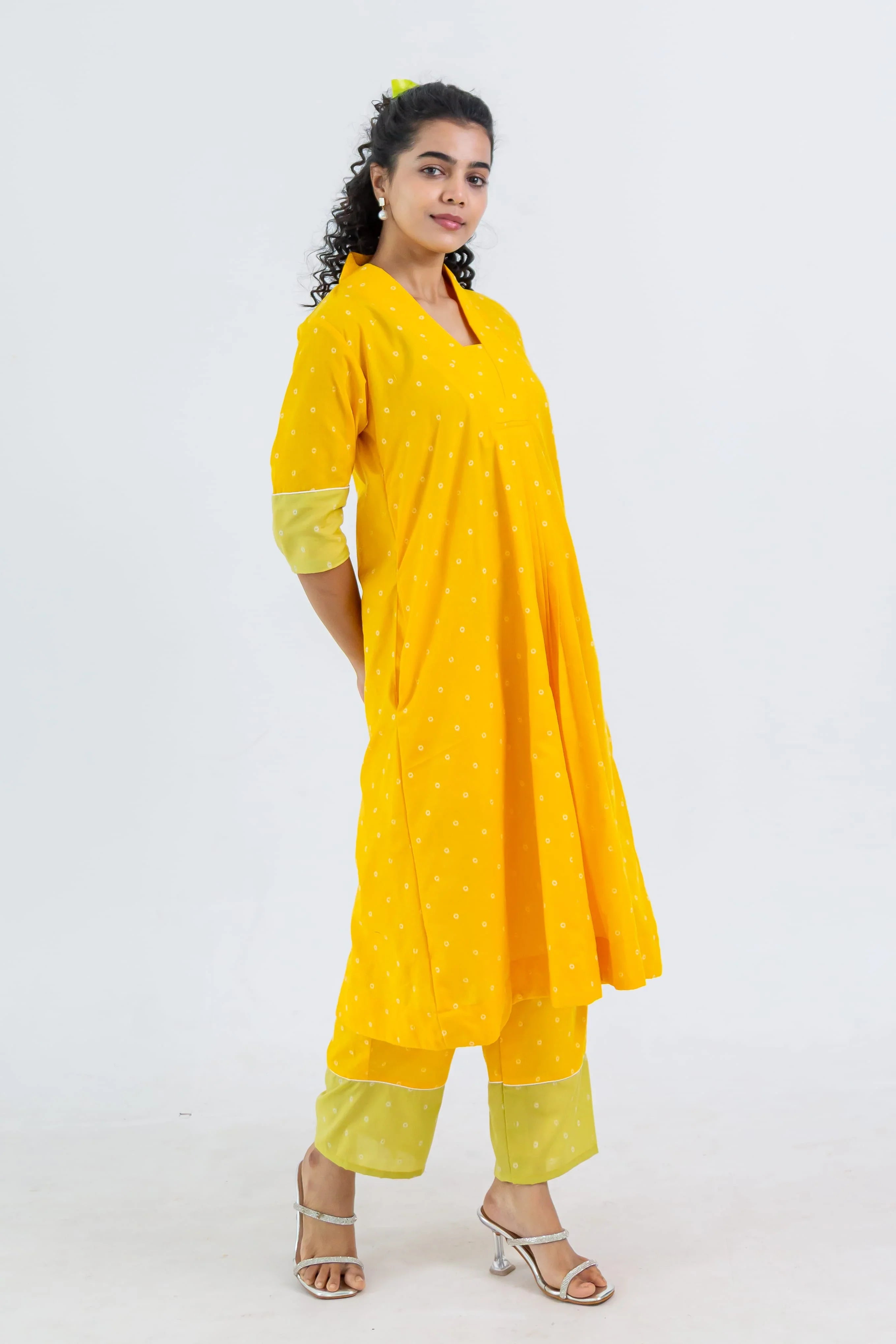 Yellow Soft Tussar Kurta Set - Hello June