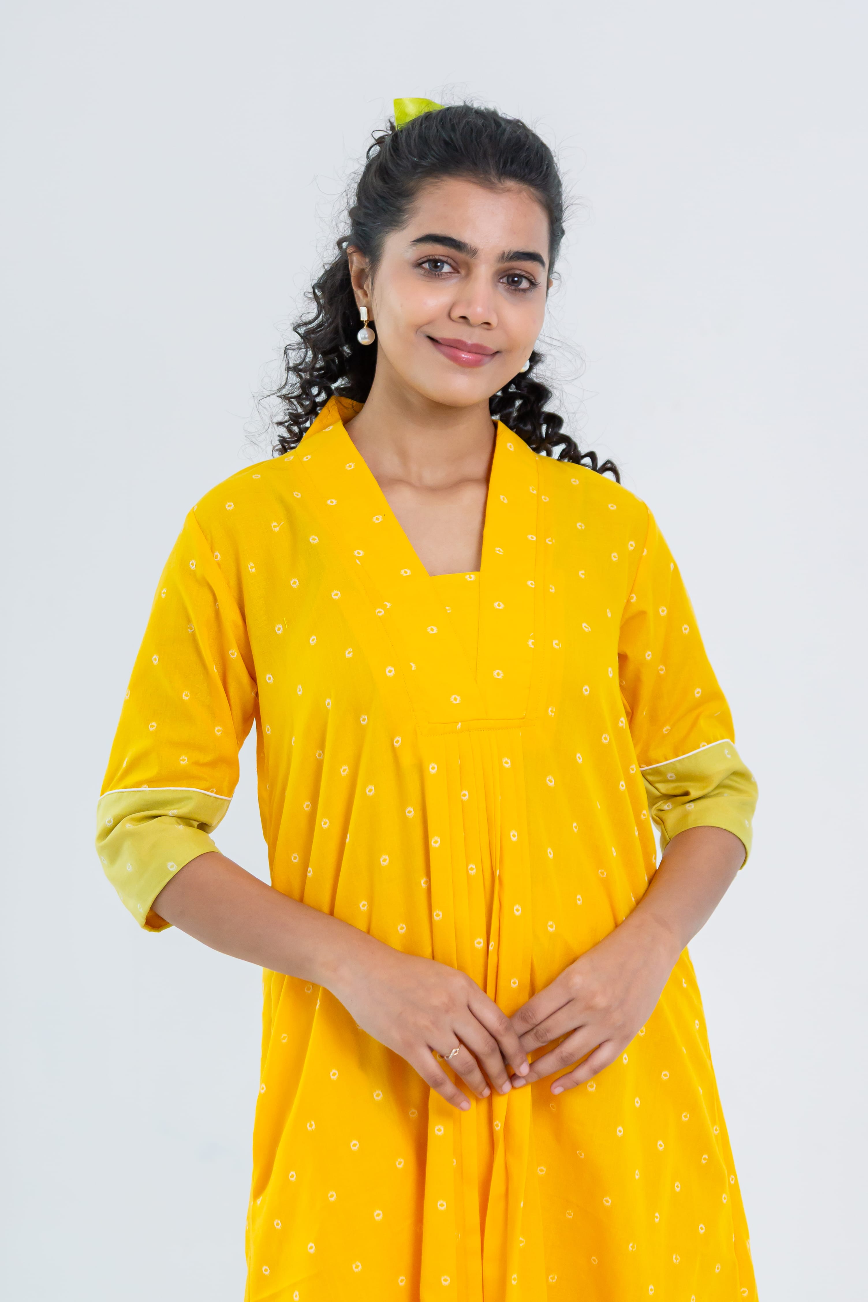 Yellow Soft Tussar Kurta Set