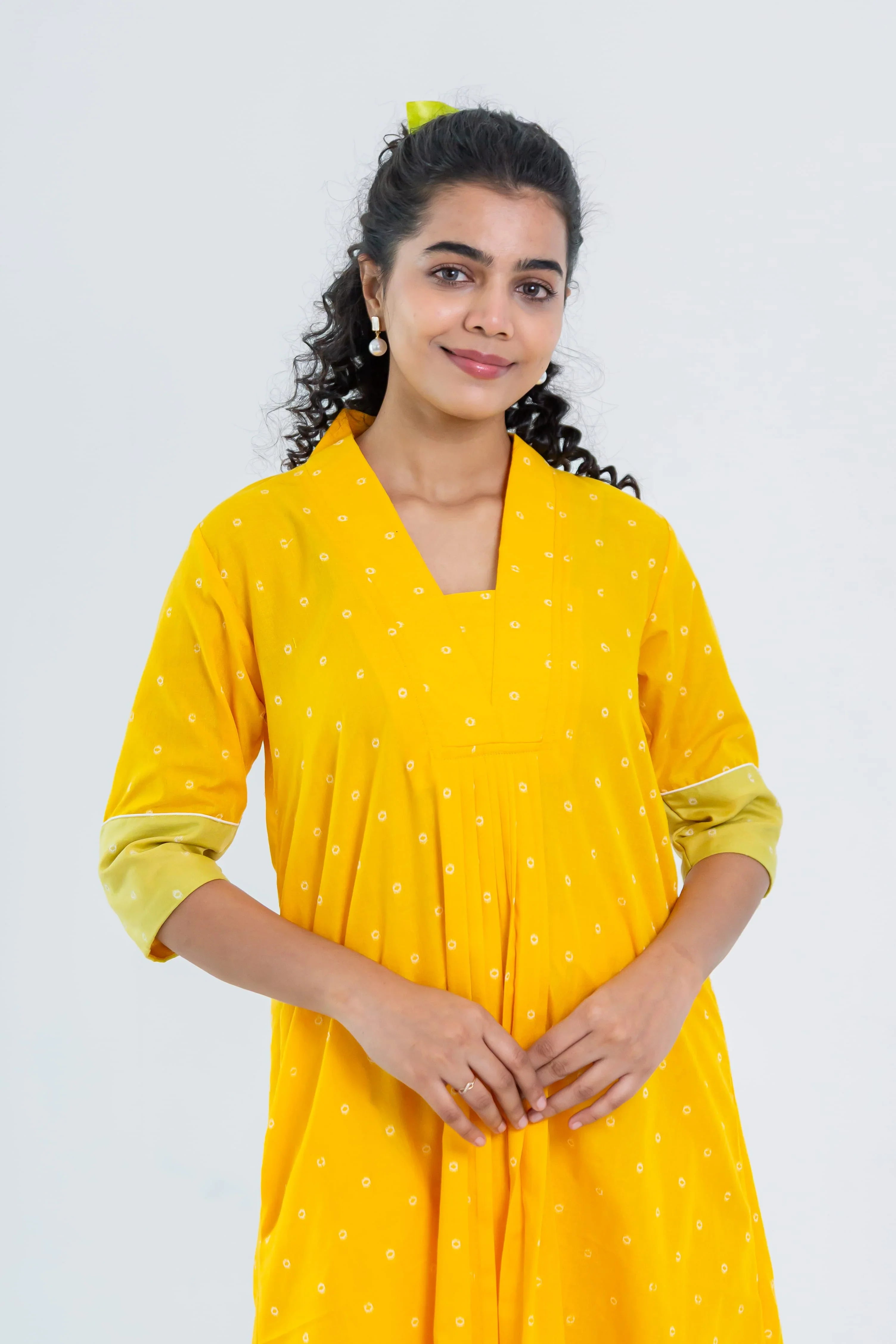 Yellow Soft Tussar Kurta Set - Hello June