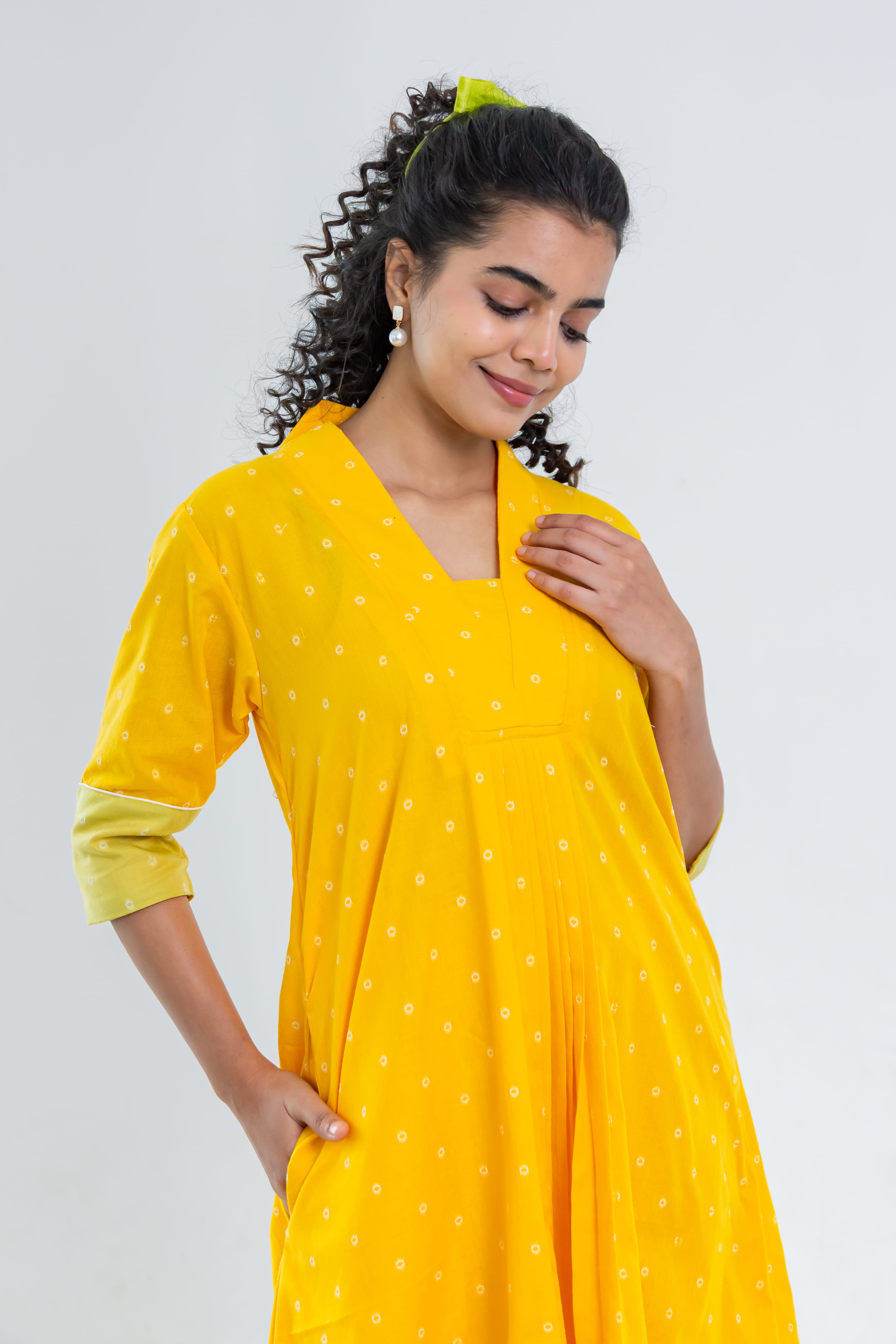Yellow Soft Tussar Kurta Set