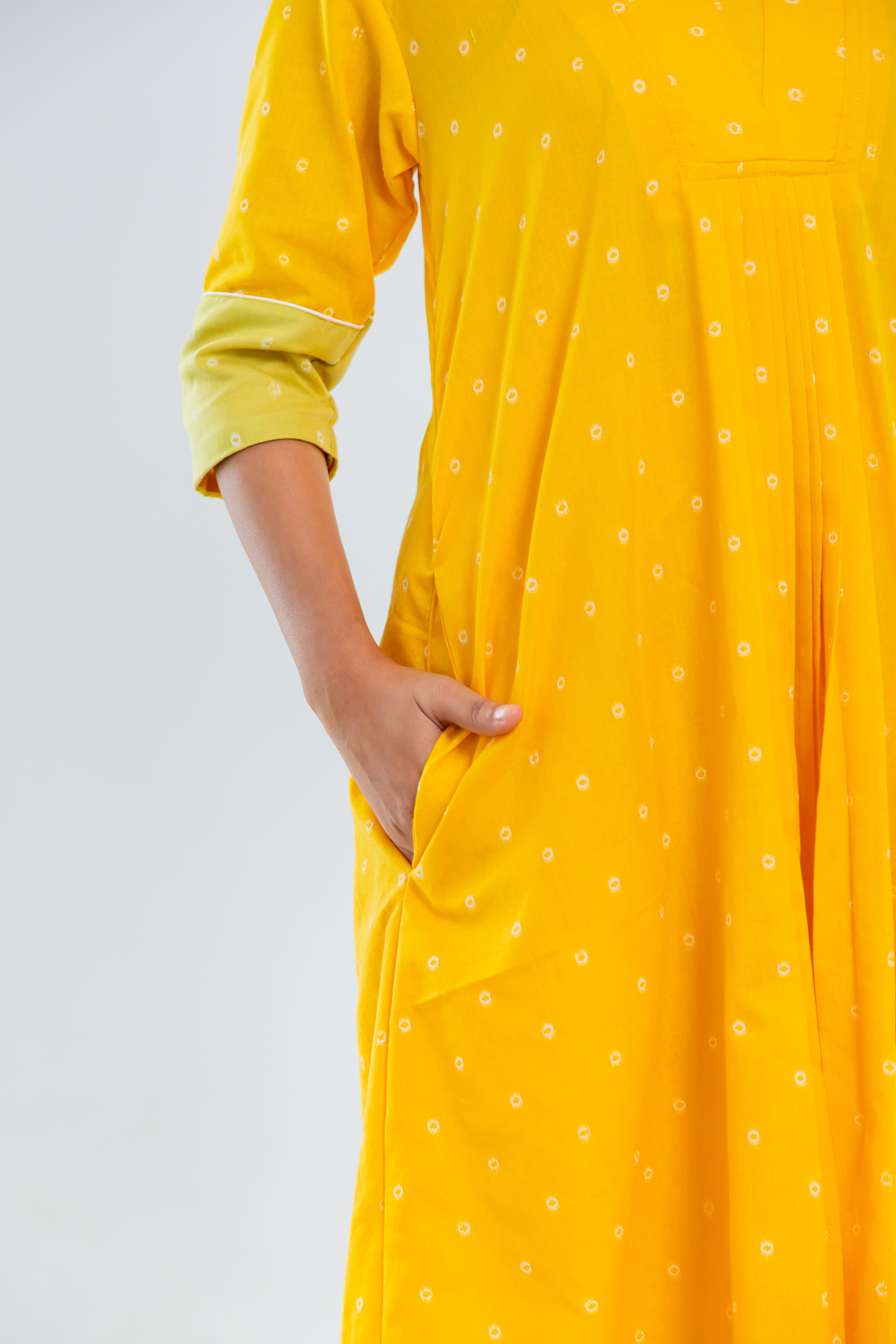 Yellow Soft Tussar Kurta Set