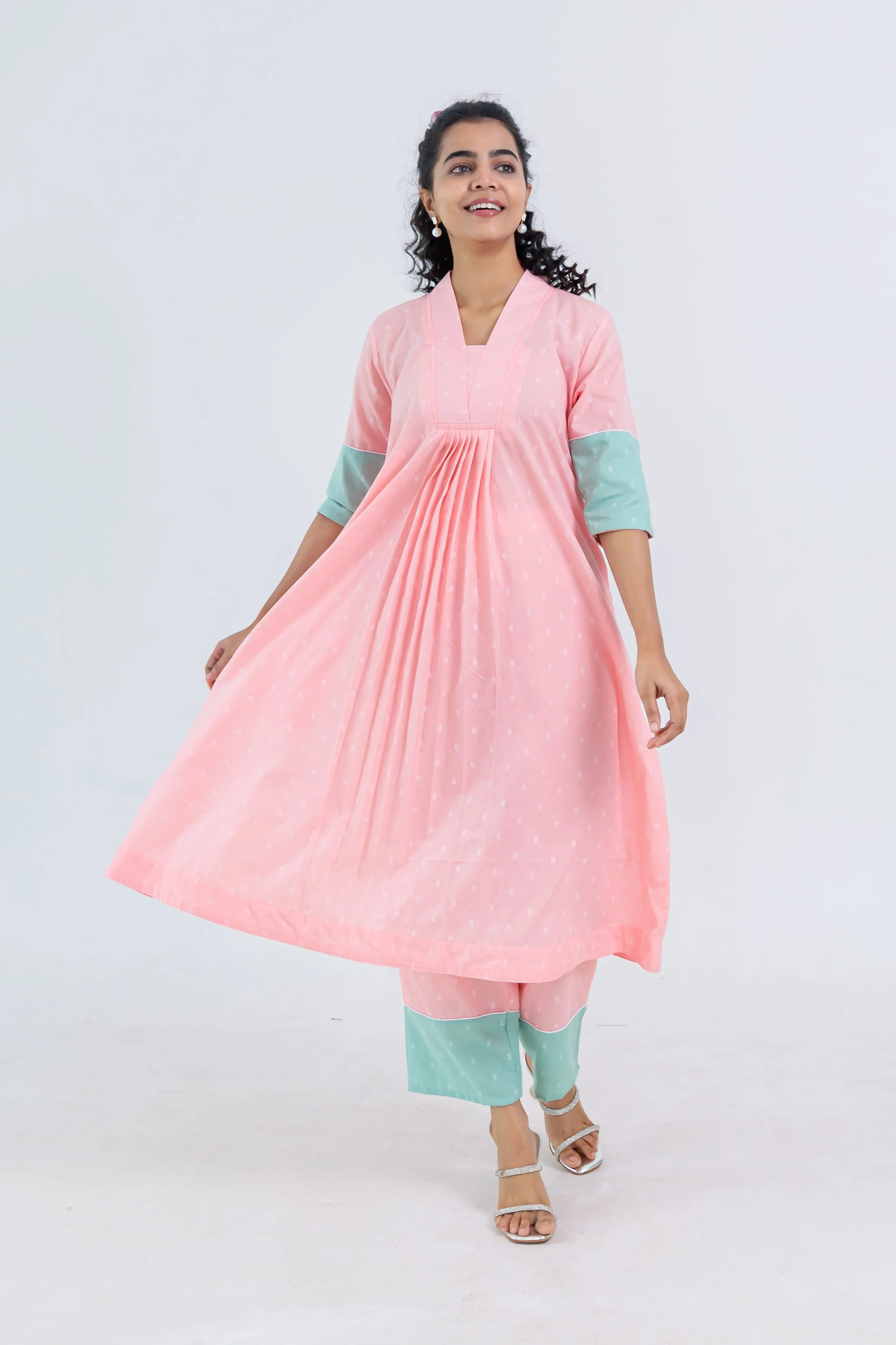Pink Soft Tussar Kurta Set - Hello June