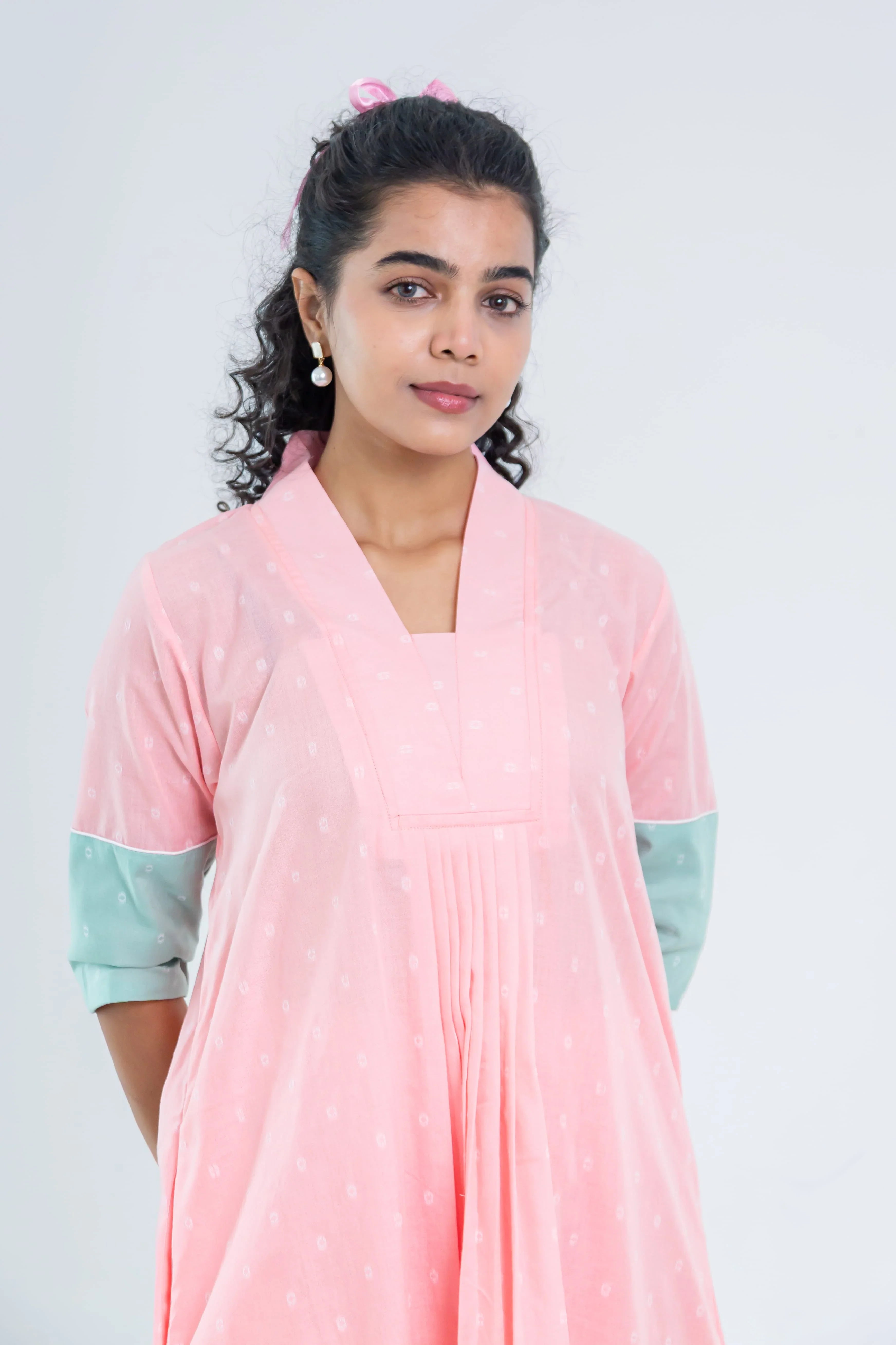 Pink Soft Tussar Kurta Set - Hello June