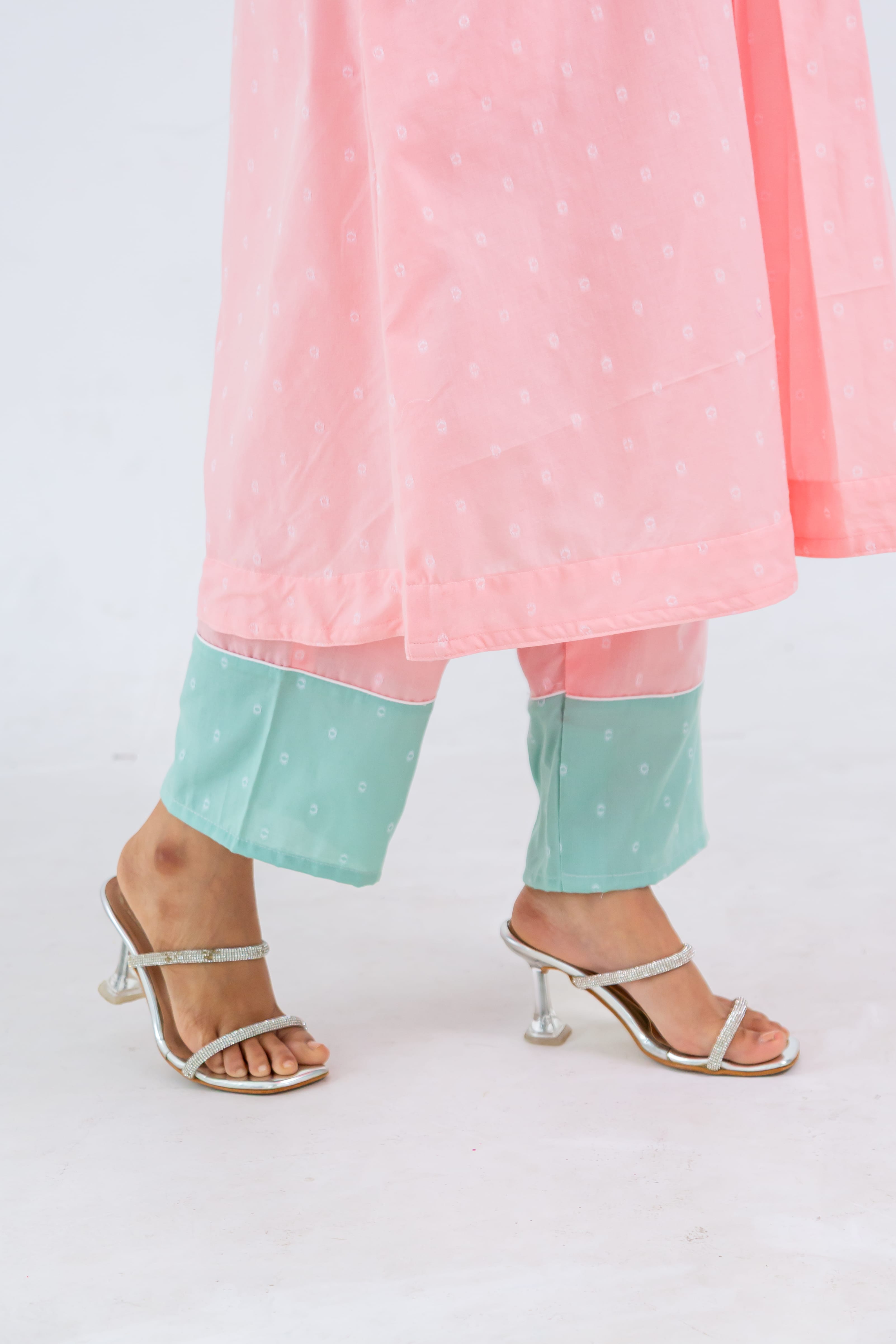 Pink Soft Tussar Kurta Set