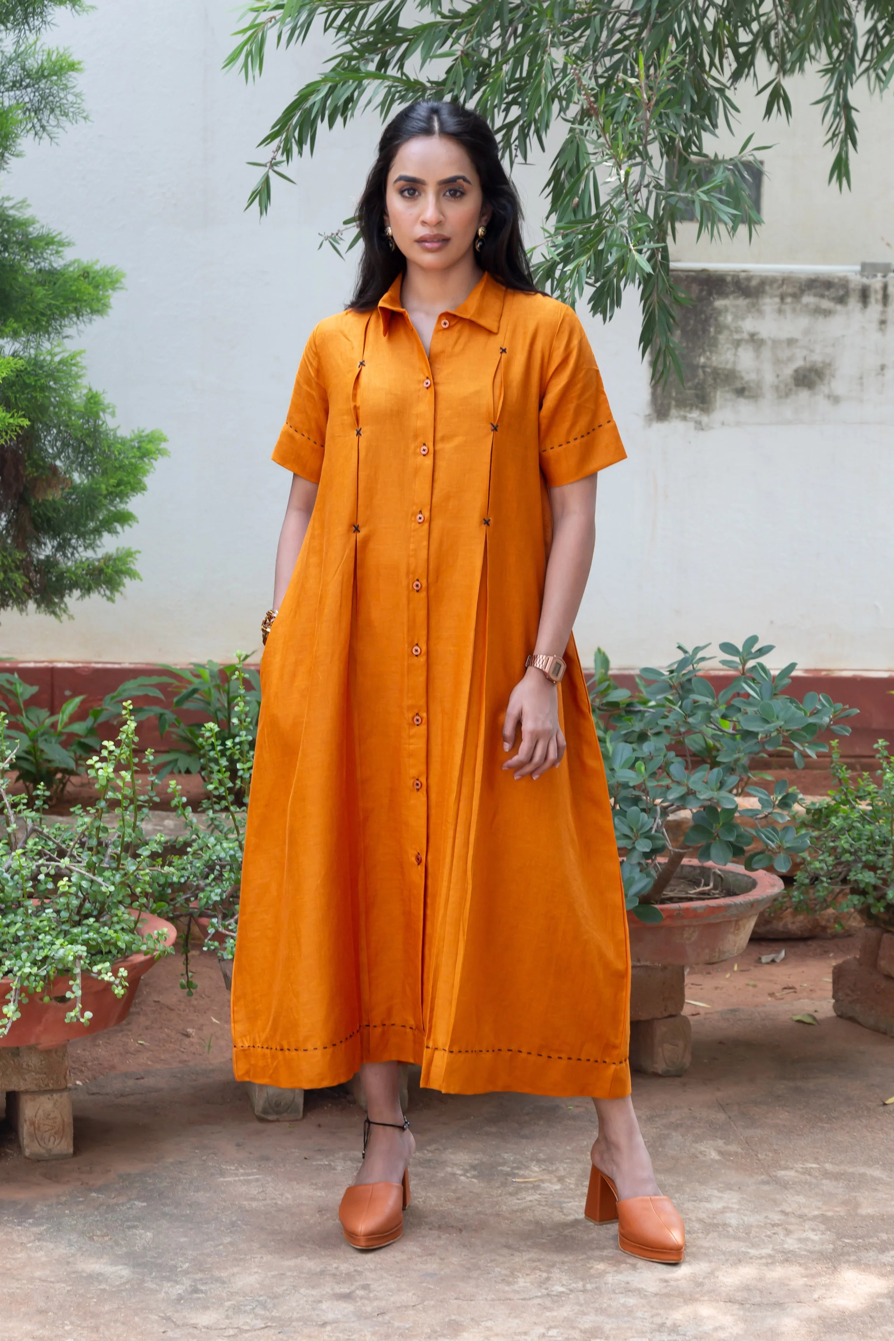 Rust Orange Cotton Dress