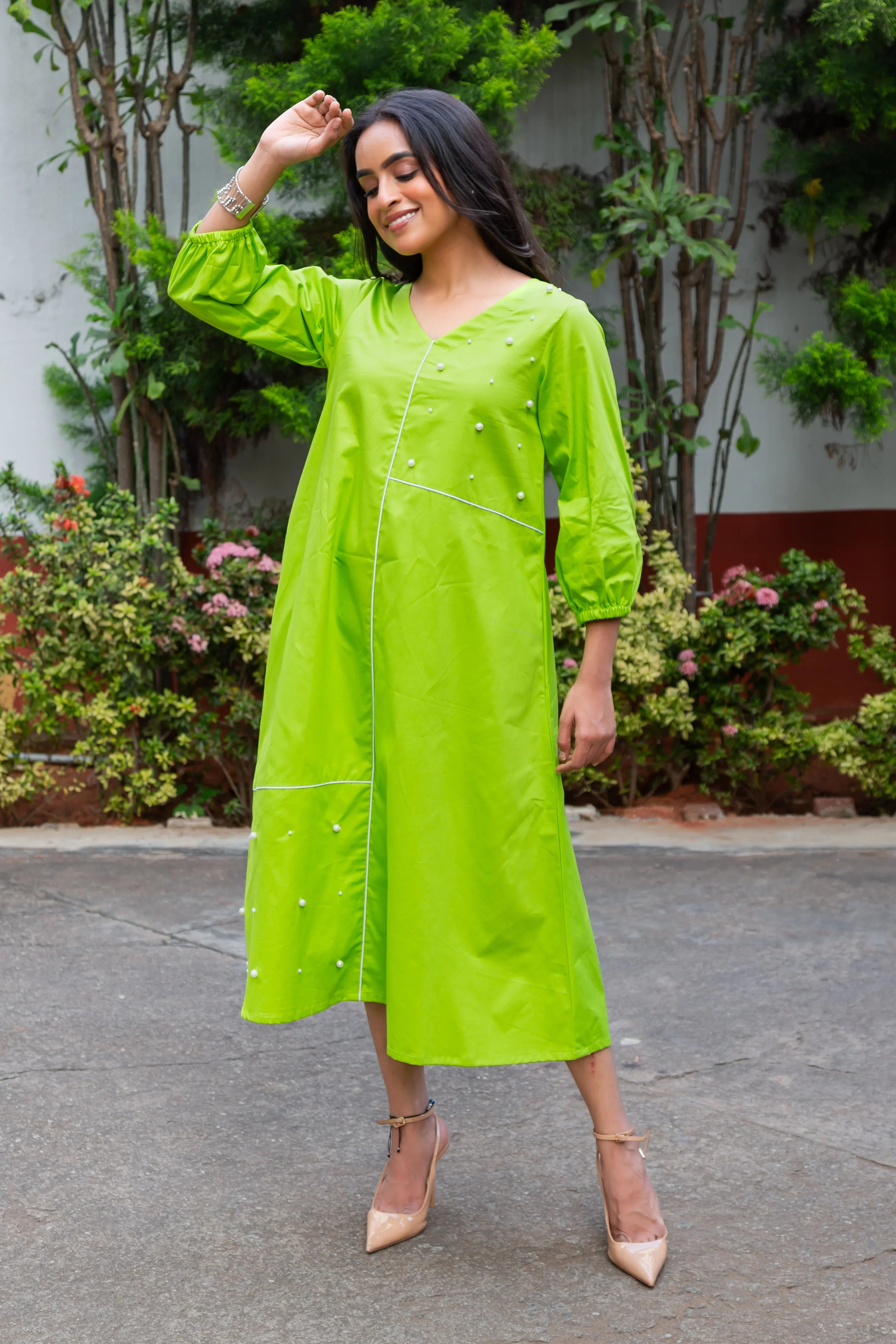 Citrus Green Cotton Dress