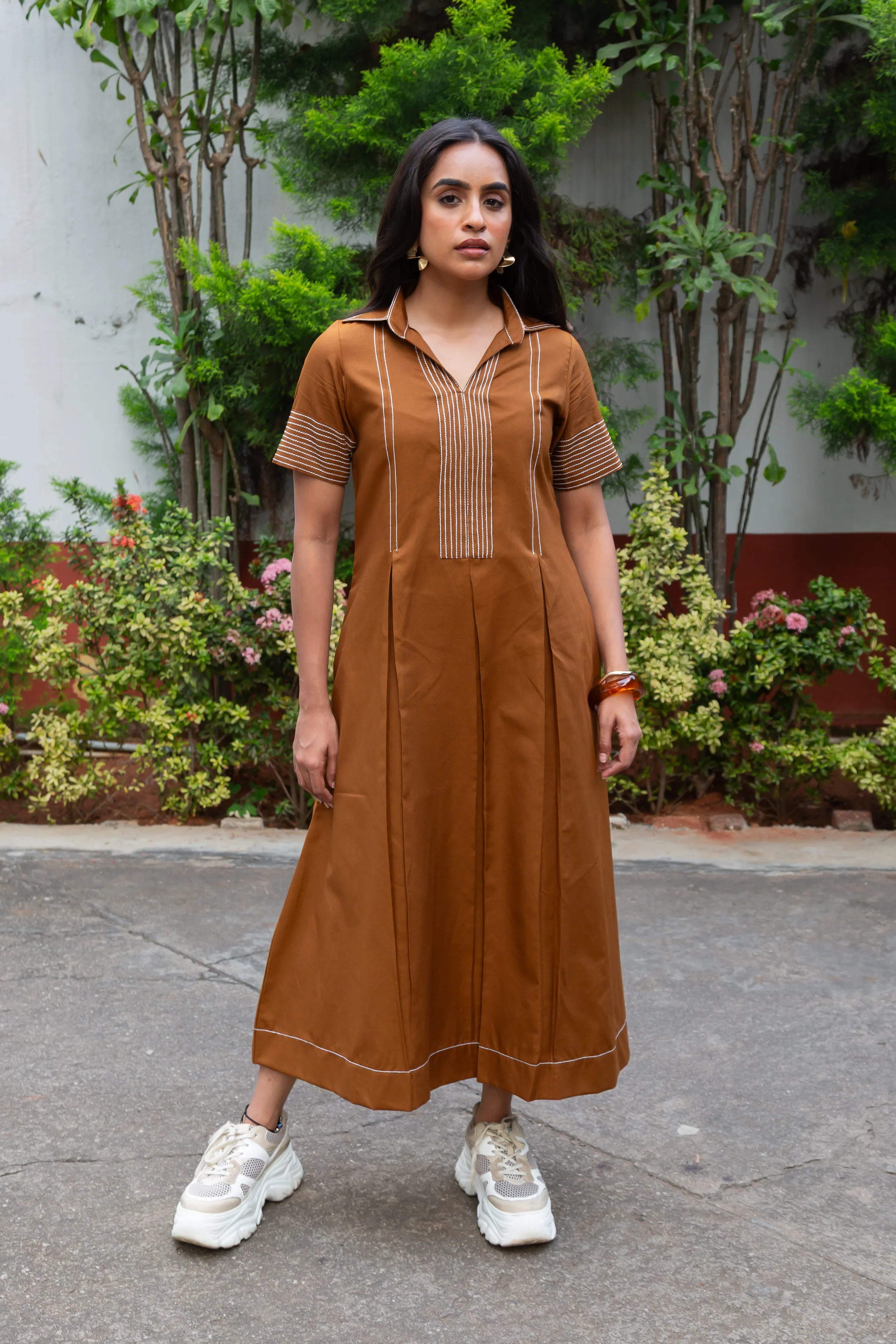Walnut Brown Cotton Dress