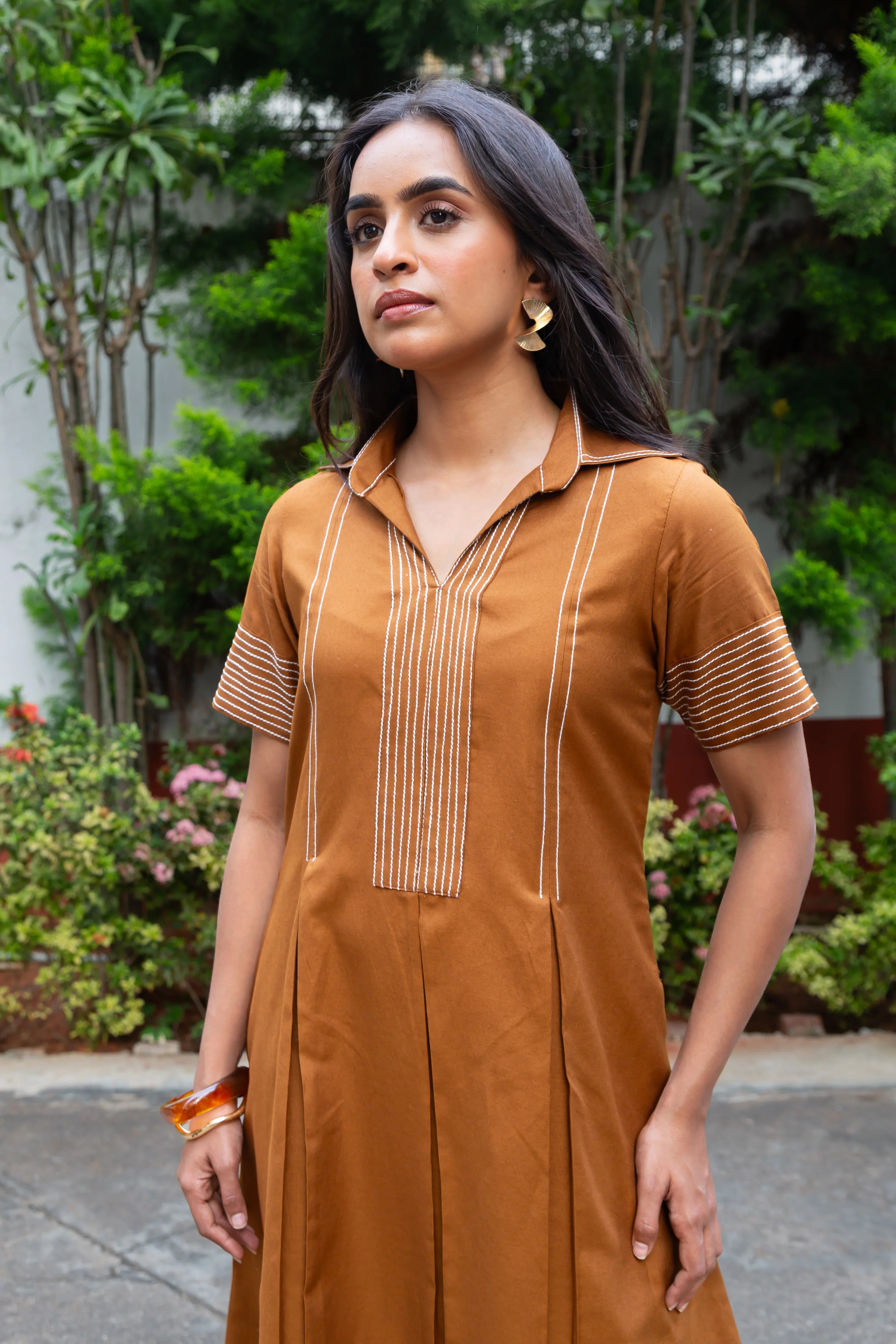 Walnut Brown Cotton Dress