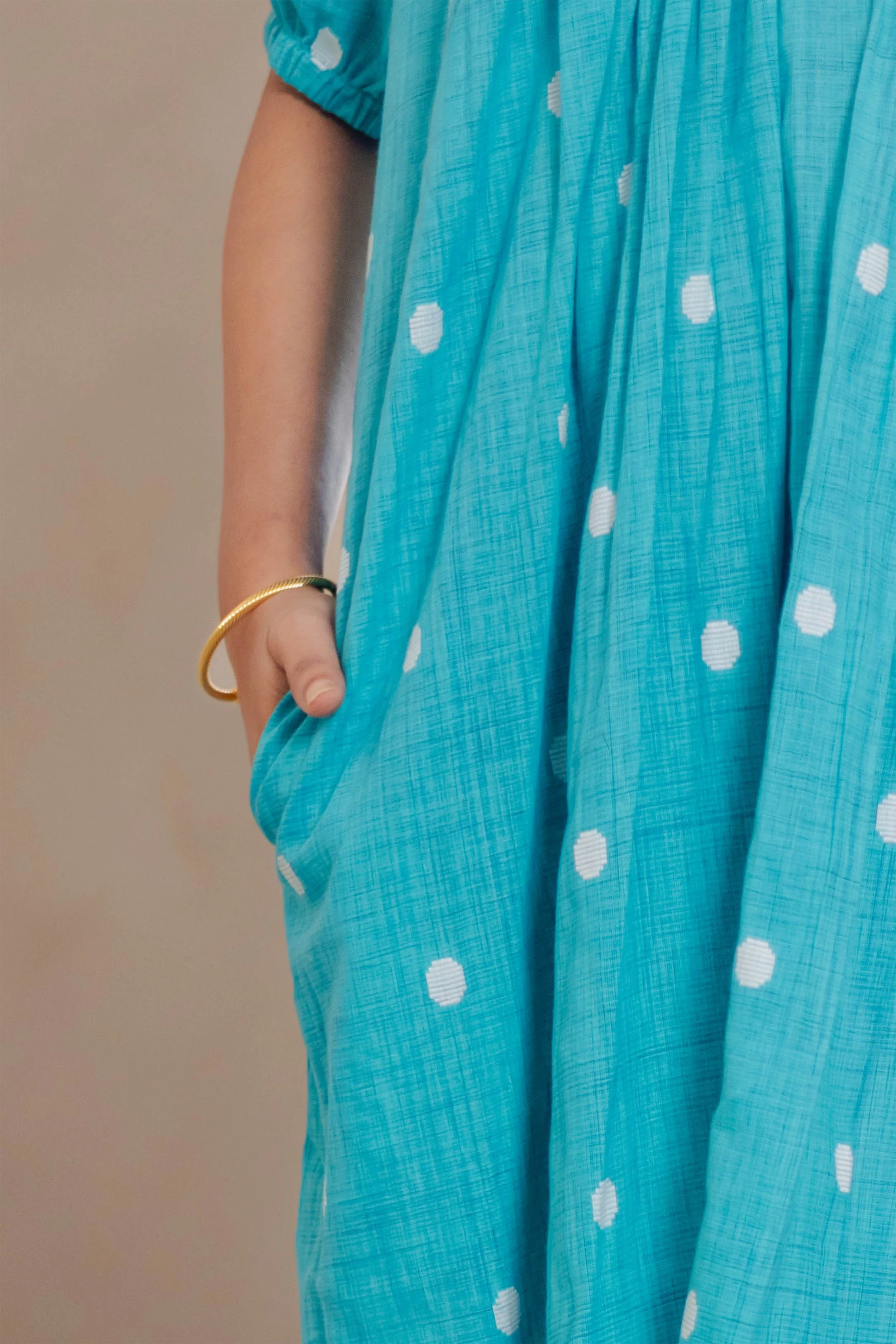 Teal Polk Dot Dress - Hello June