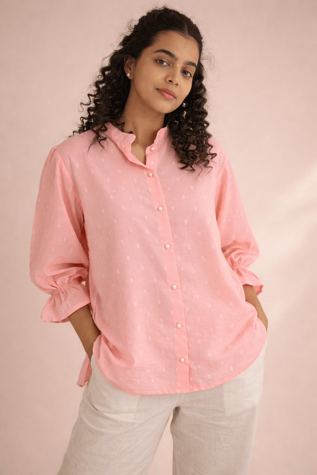 Pink Soft Tussar Shirt