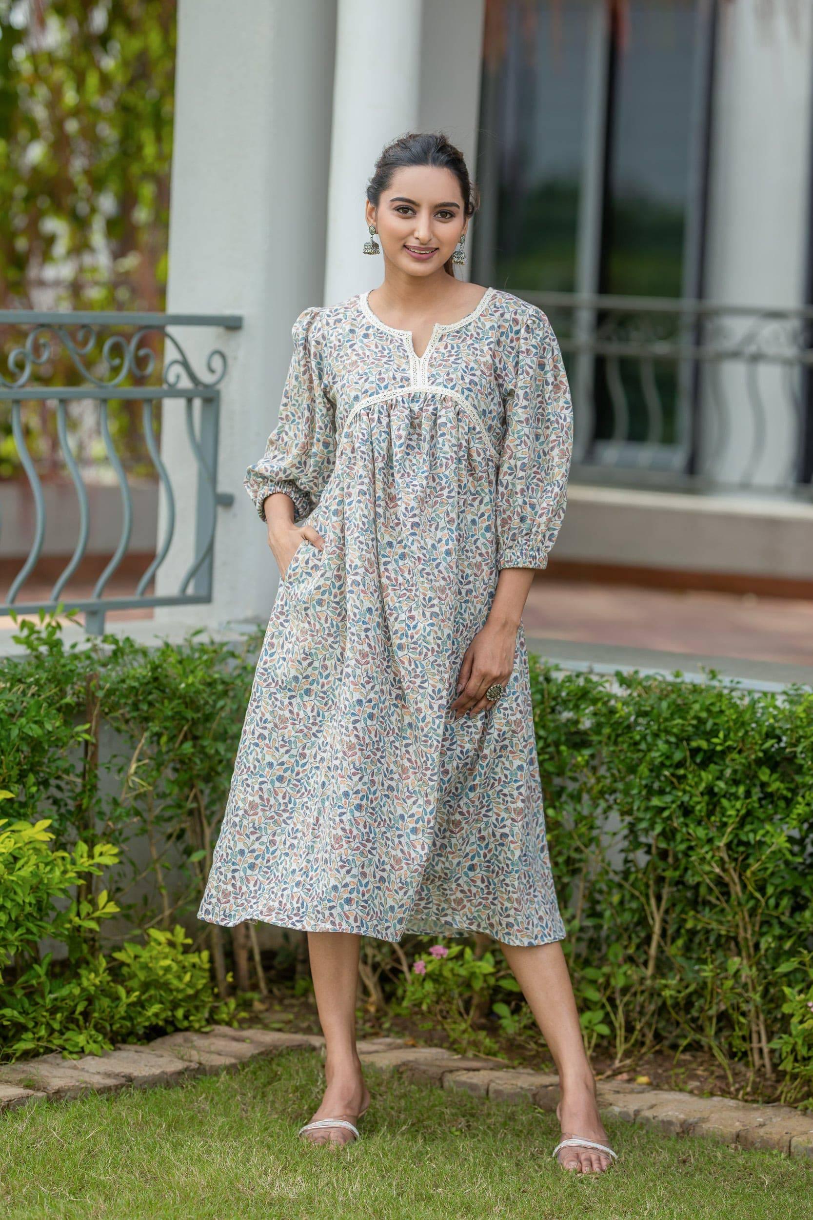 Autumn Breeze Jute Cotton Dress - Hello June