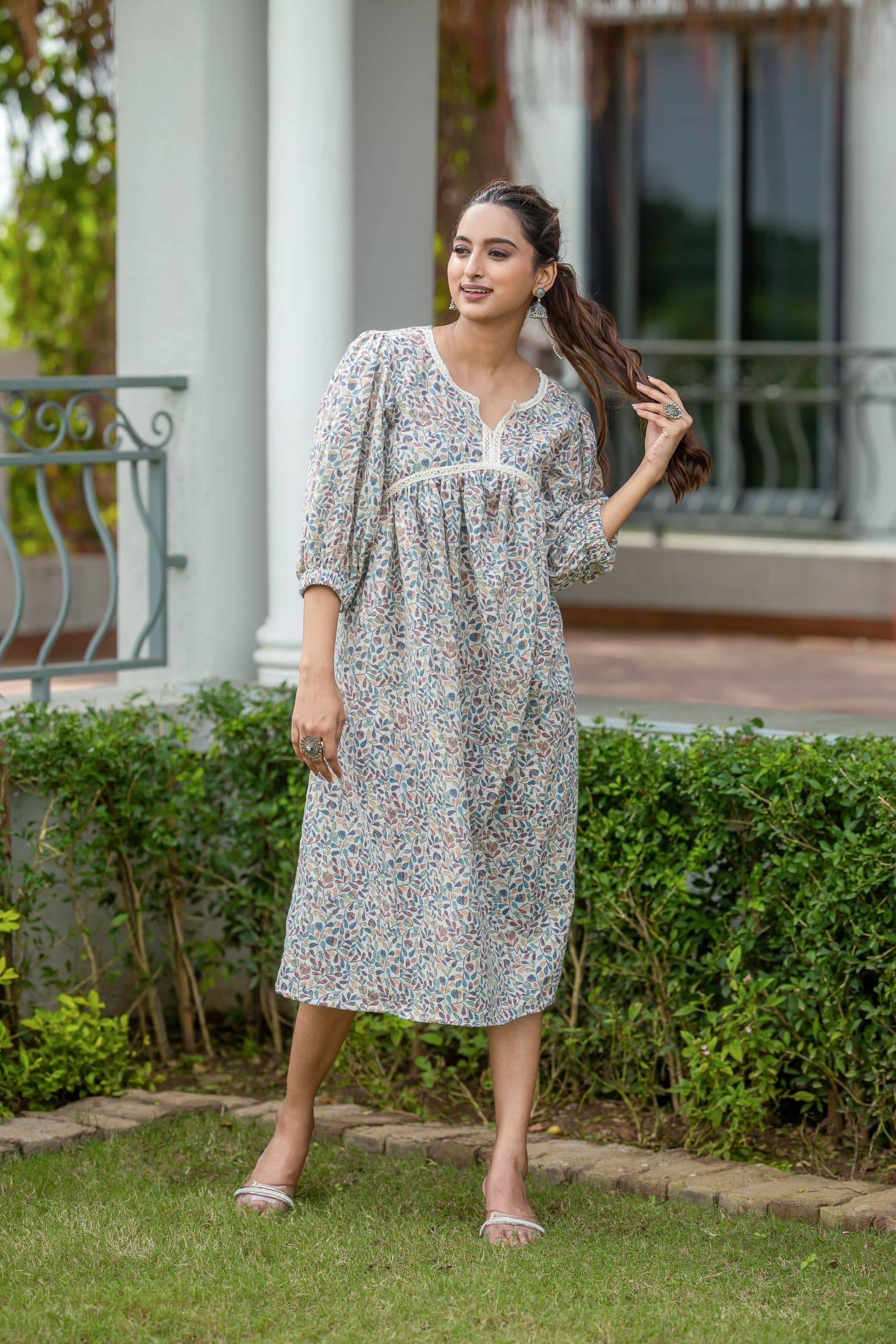 Autumn Breeze Jute Cotton Dress - Hello June