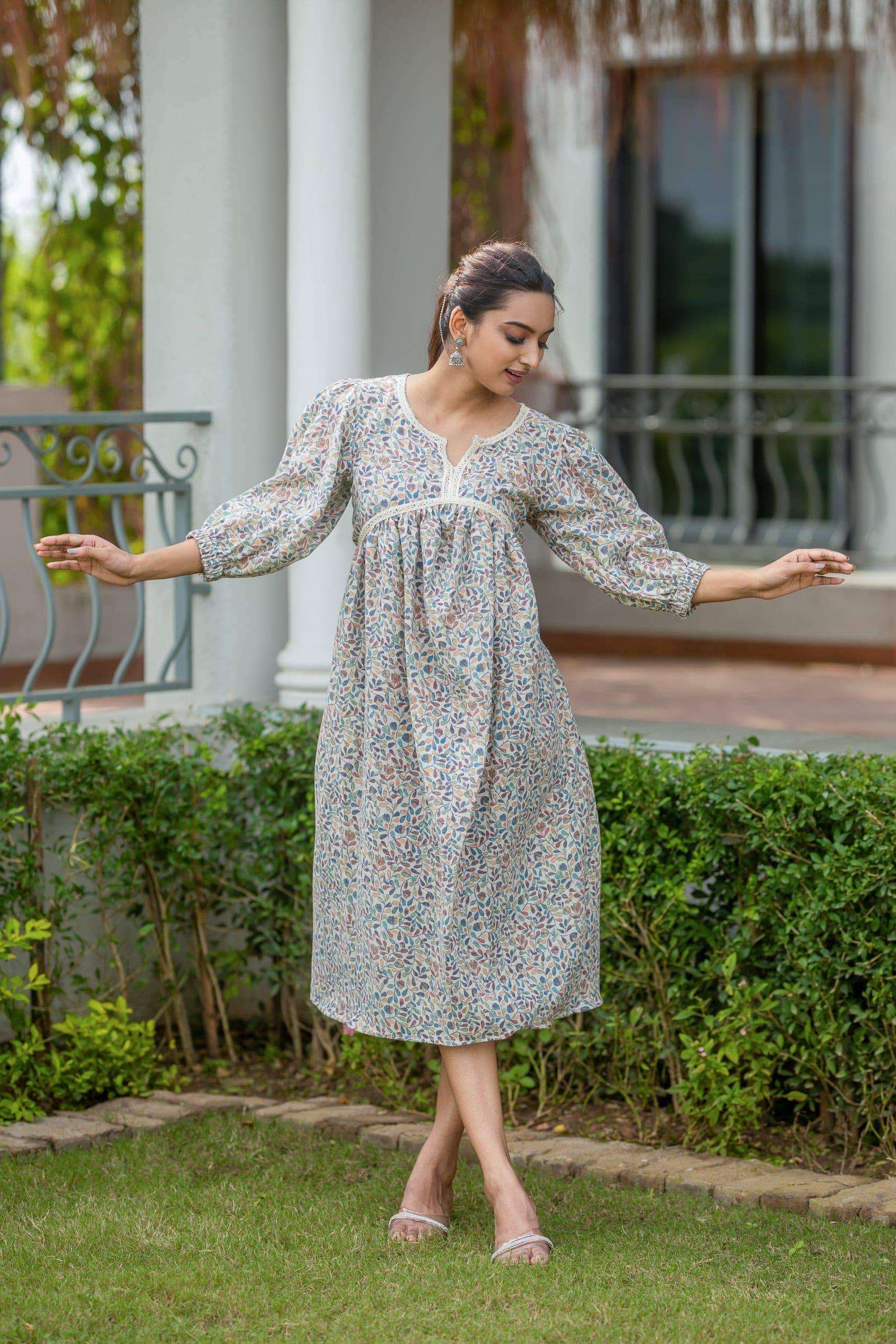 Autumn Breeze Jute Cotton Dress - Hello June