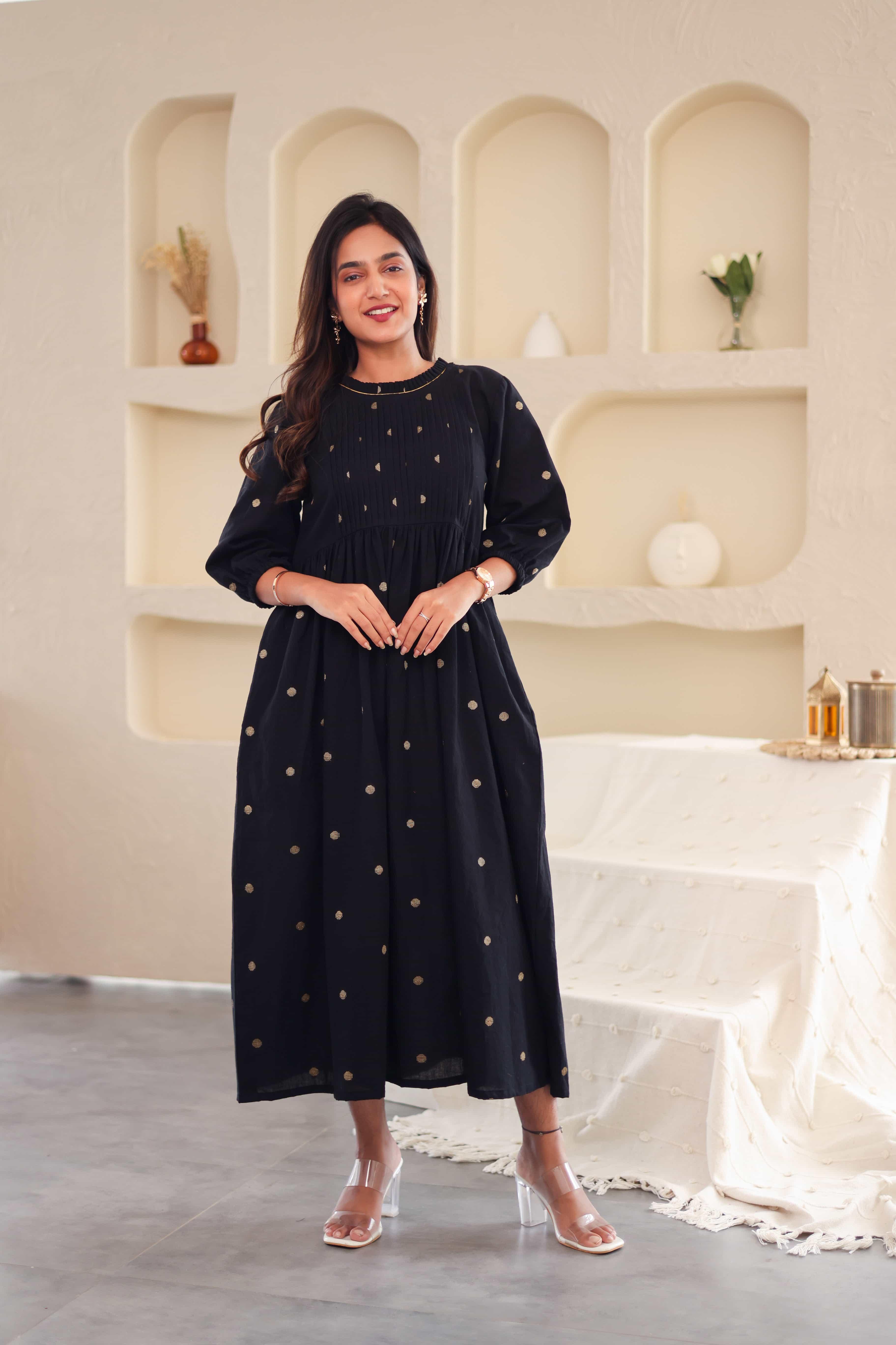Black Polka Cotton Dress - Label Xari
