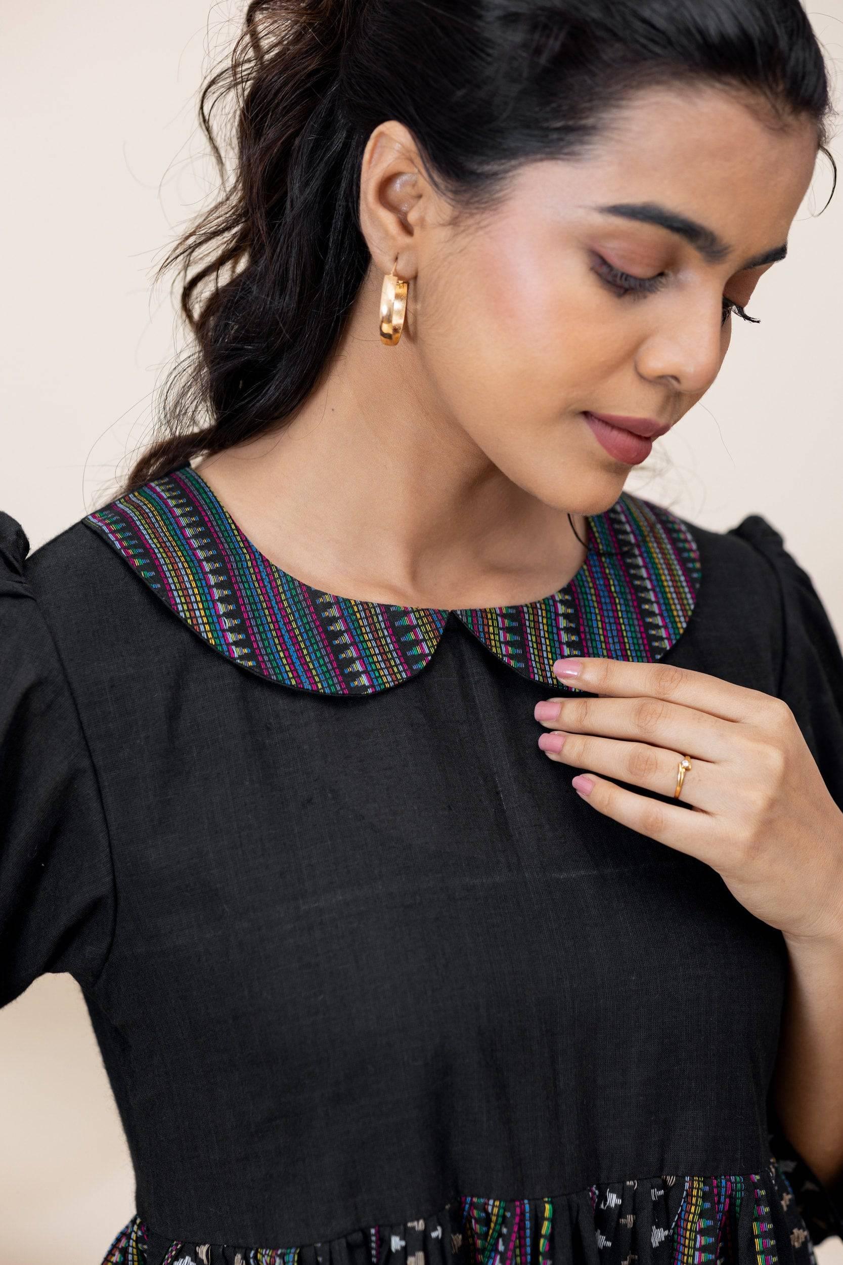 Black Striped Jamdhani Dress - Hello June