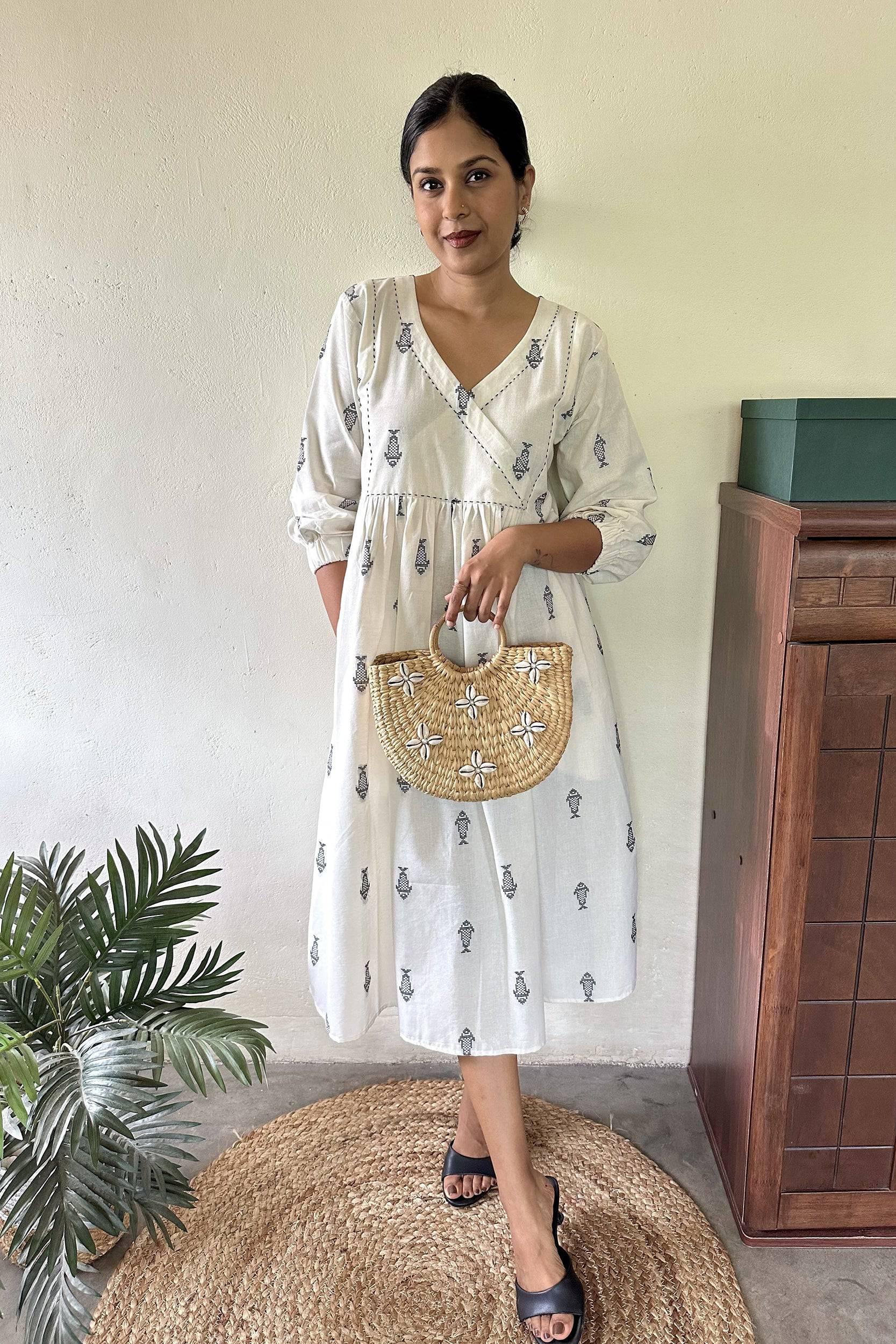 Ekta White Jamdhani Dress - Label Xari