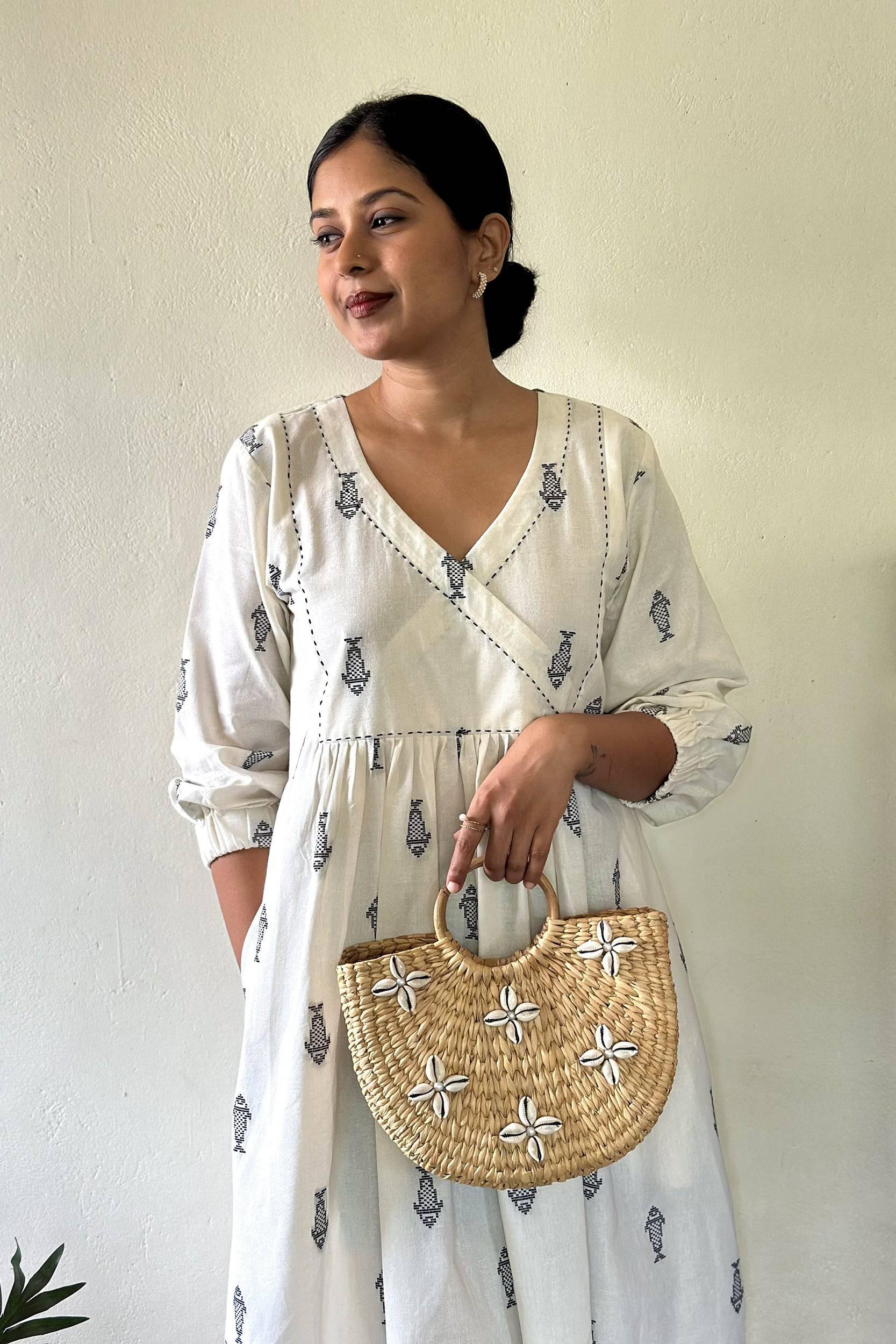 Ekta White Jamdhani Dress - Label Xari