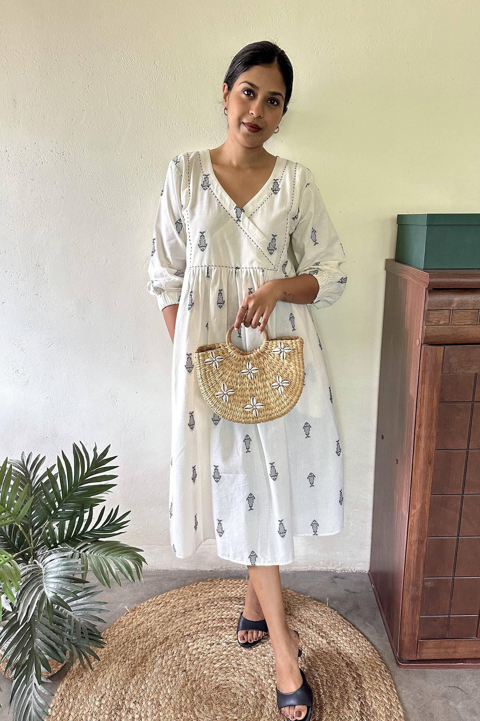 Ekta White Jamdhani Dress - Label Xari