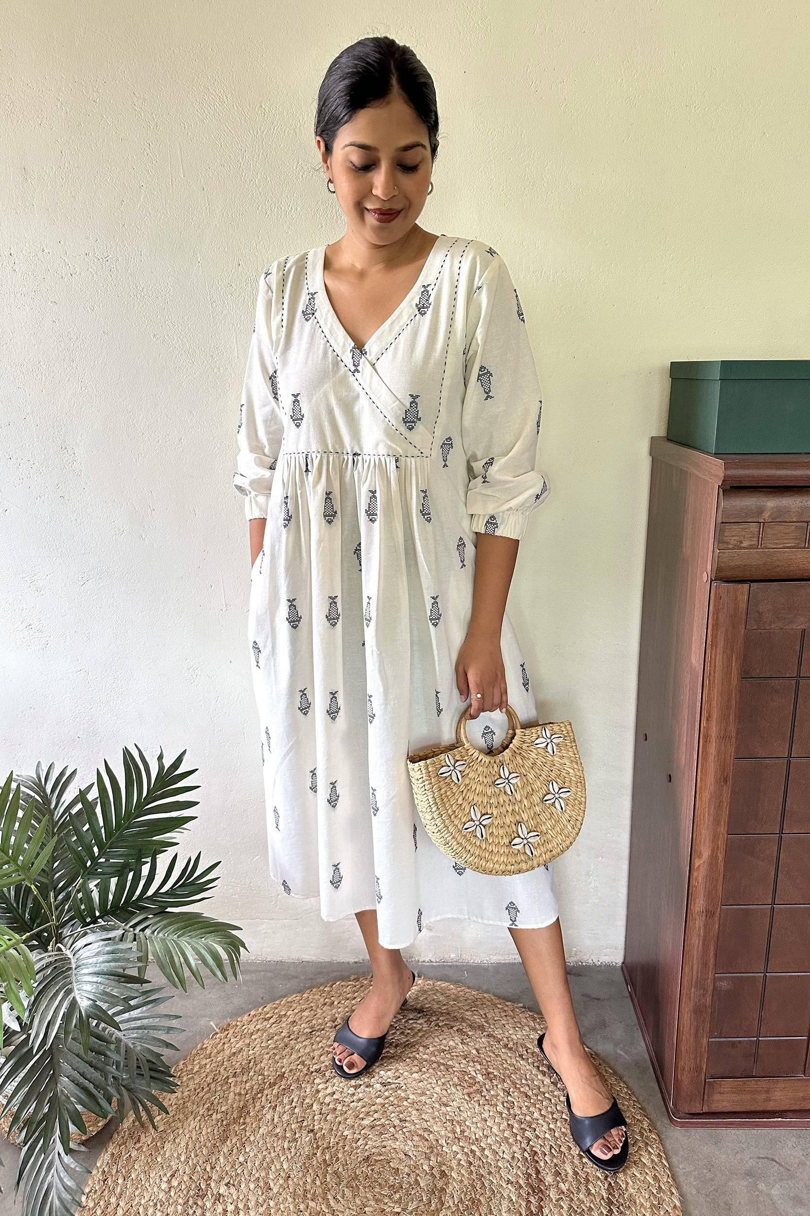 Ekta White Jamdhani Dress - Label Xari