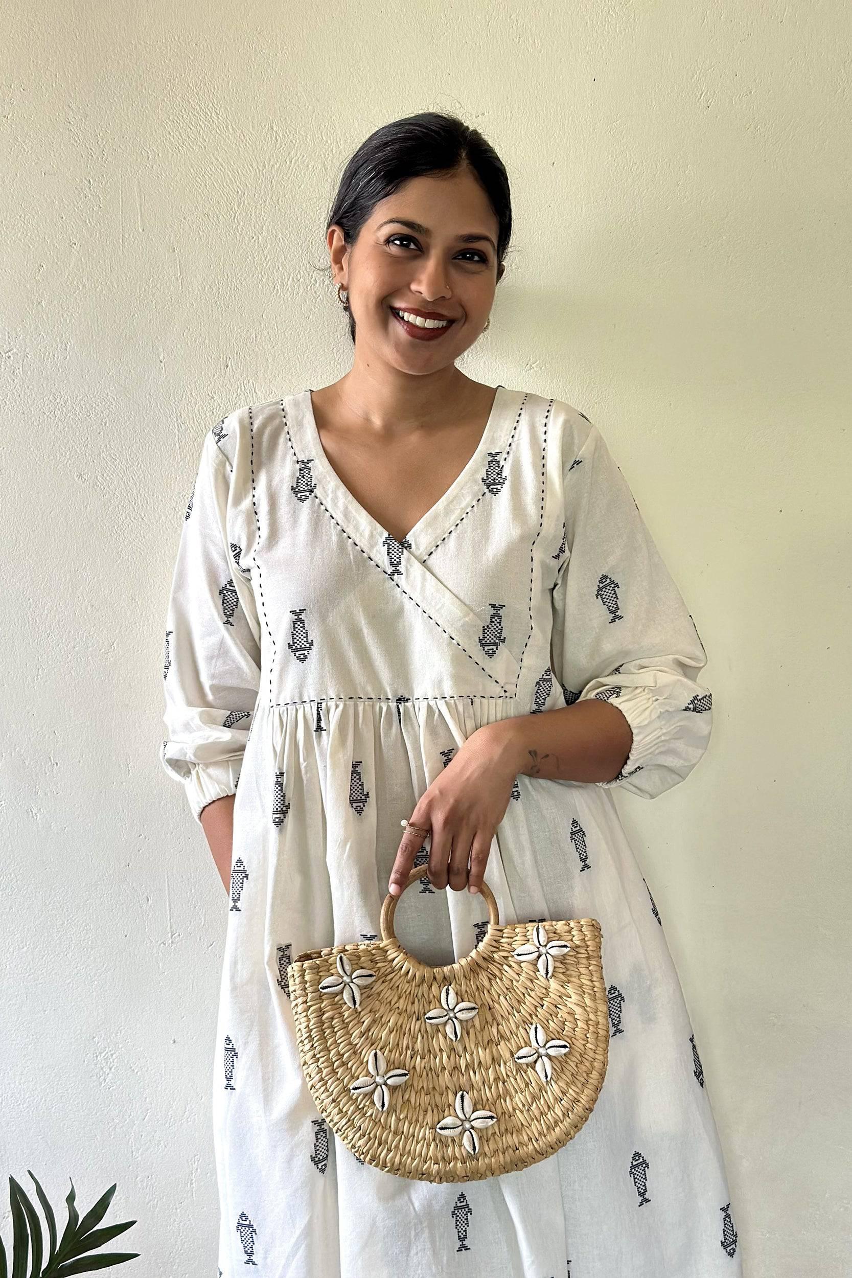 Ekta White Jamdhani Dress - Label Xari