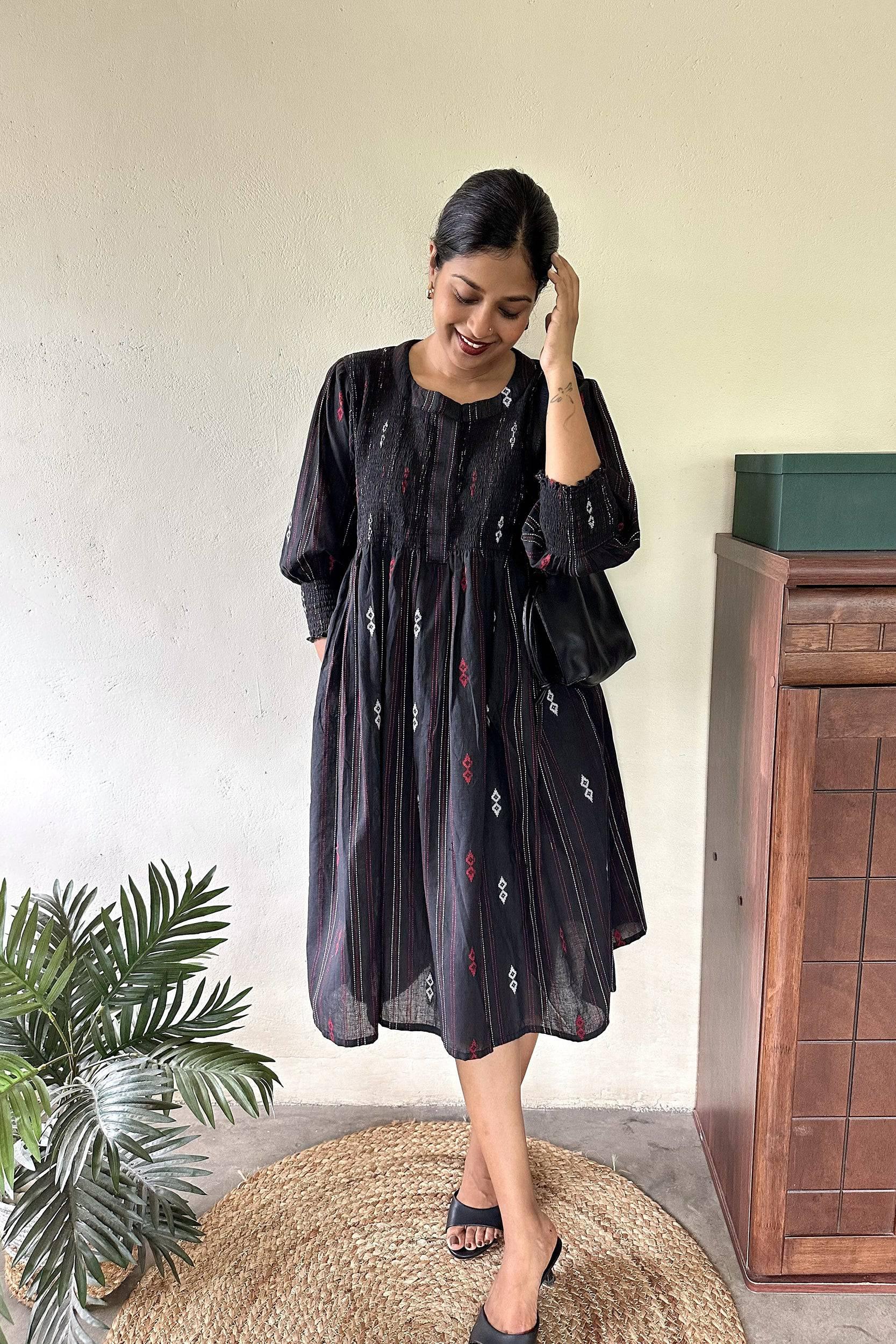 Nightfall Smocked Cotton Dress - Hello June