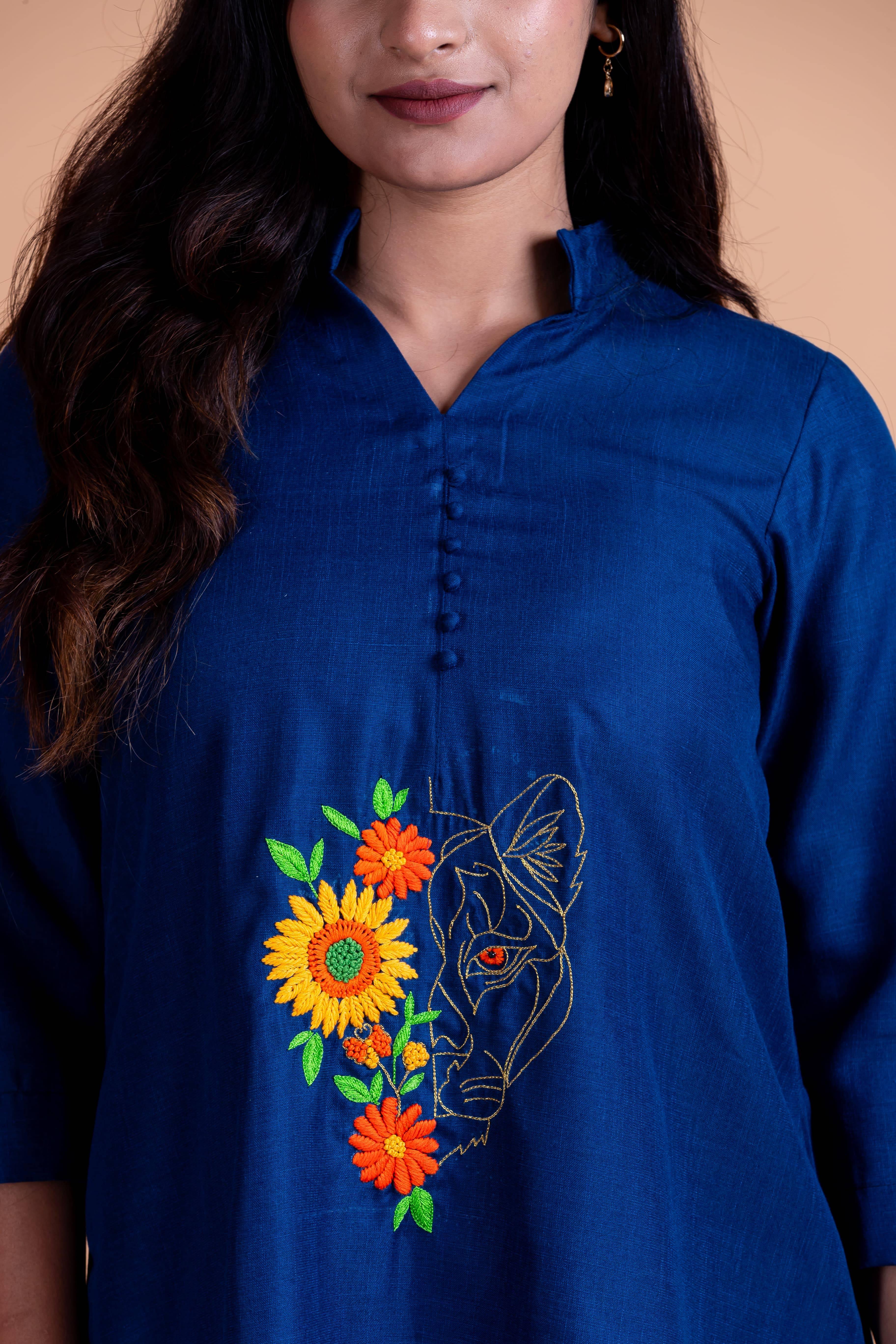 Nuri Cotton Linen Co-Ord Set - Blue - Hello June