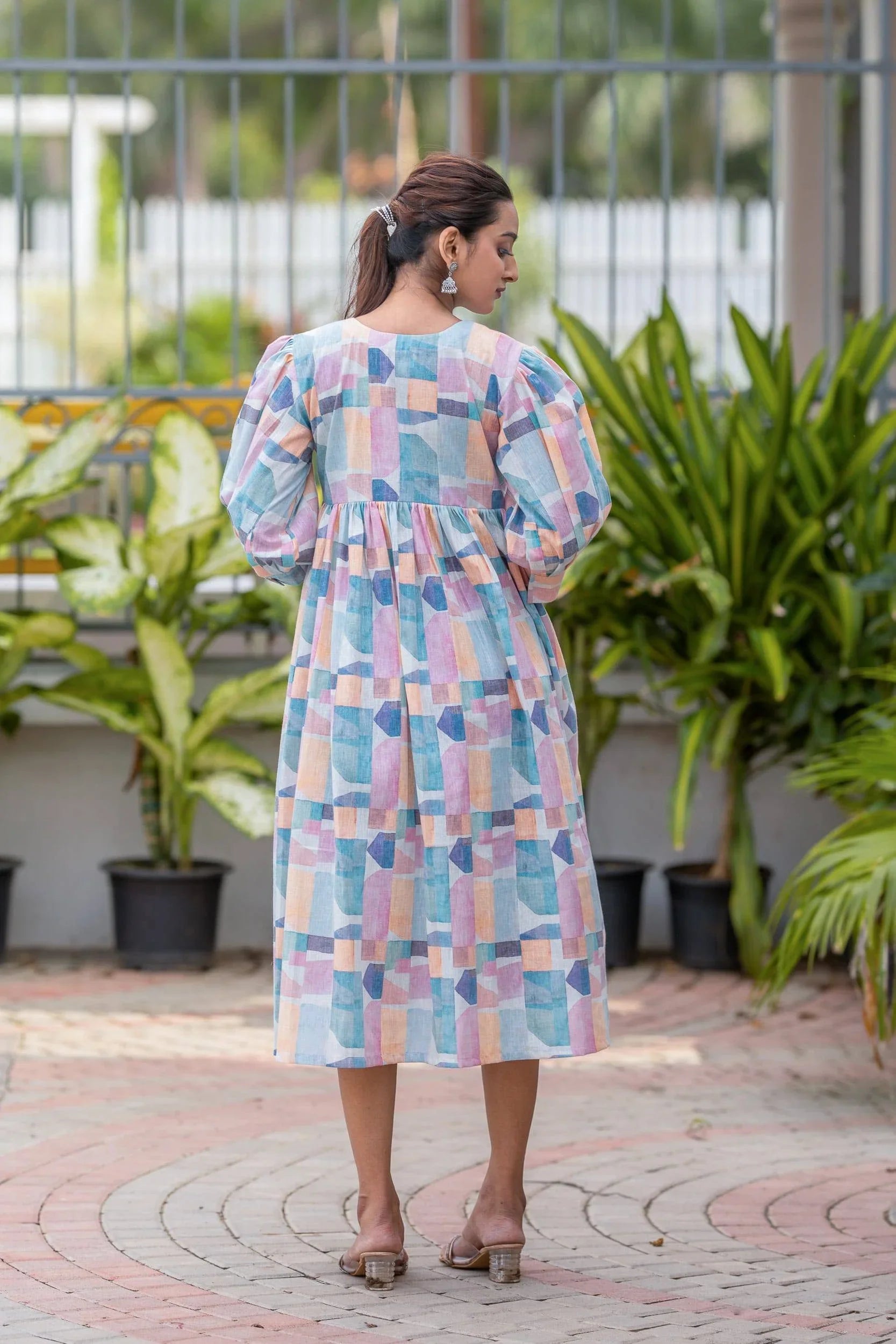 Pastel Mosaic Cotton Linen Dress - Hello June